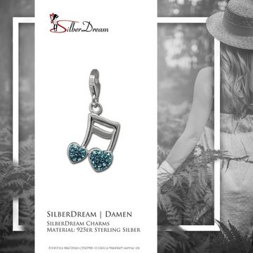 SilberDream Charm-Einhänger SilberDream Charm Doppelnote Herz Zirkonia, Charmsanhänger Doppelnote Herz, 925 Sterling Silber, Farbe: hellblau