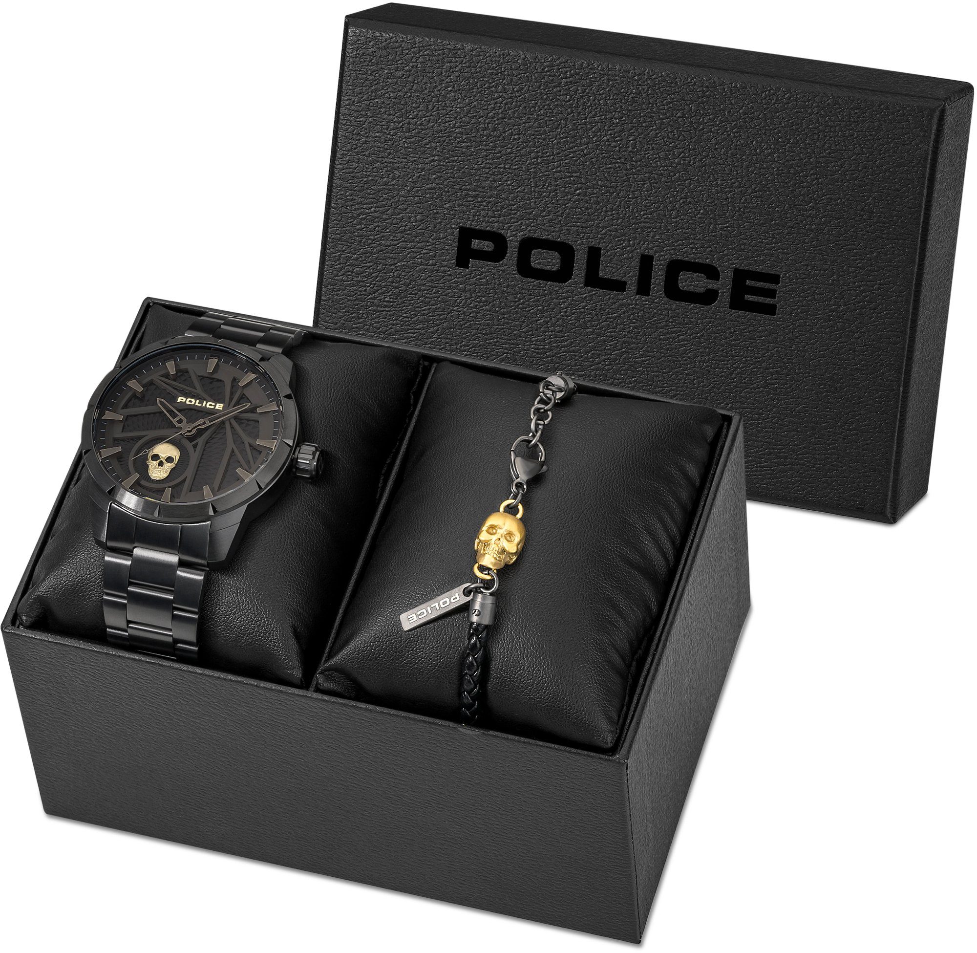 PEWJG2227301-SETA, Police NEIST (SKULL), Quarzuhr mit Schmuckarmband) (Set, 2-tlg.,