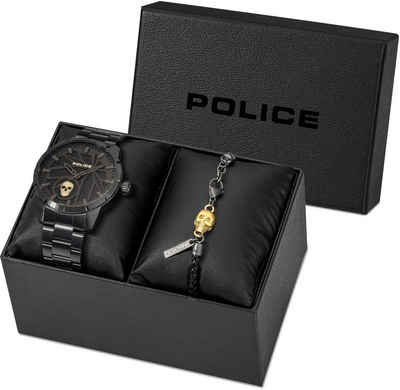 Police Quarzuhr NEIST (SKULL), PEWJG2227301-SETA, (Set, 2-tlg., mit Schmuckarmband), Armbanduhr, Herrenuhr