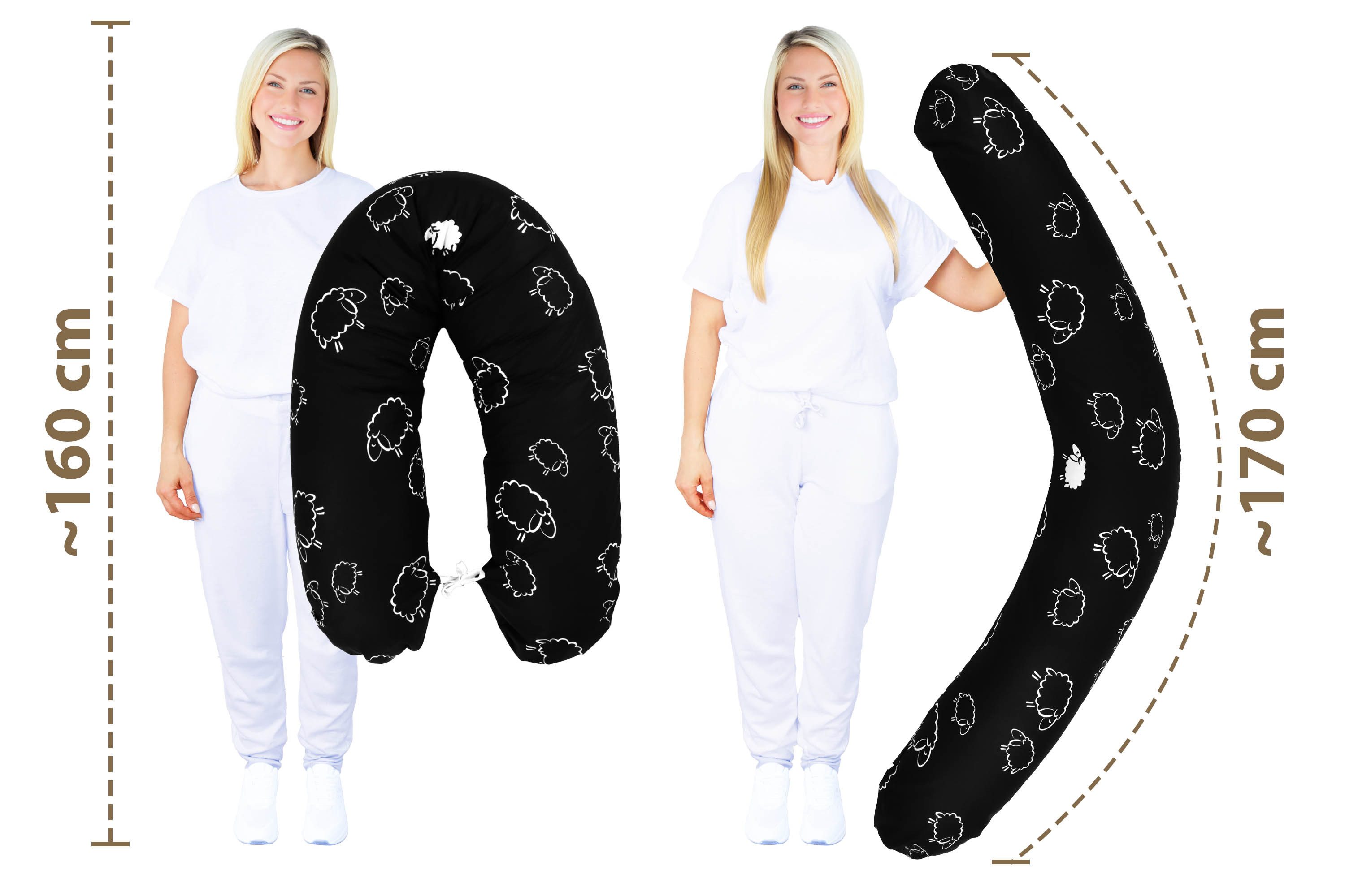 Amilian Stillkissenbezug 170 cm - Kissenbezug für Stillkissen; Seitenschläferkissen -Bezug, 100% Baumwolle - weicher und pflegeleichter Ersatzbezug
