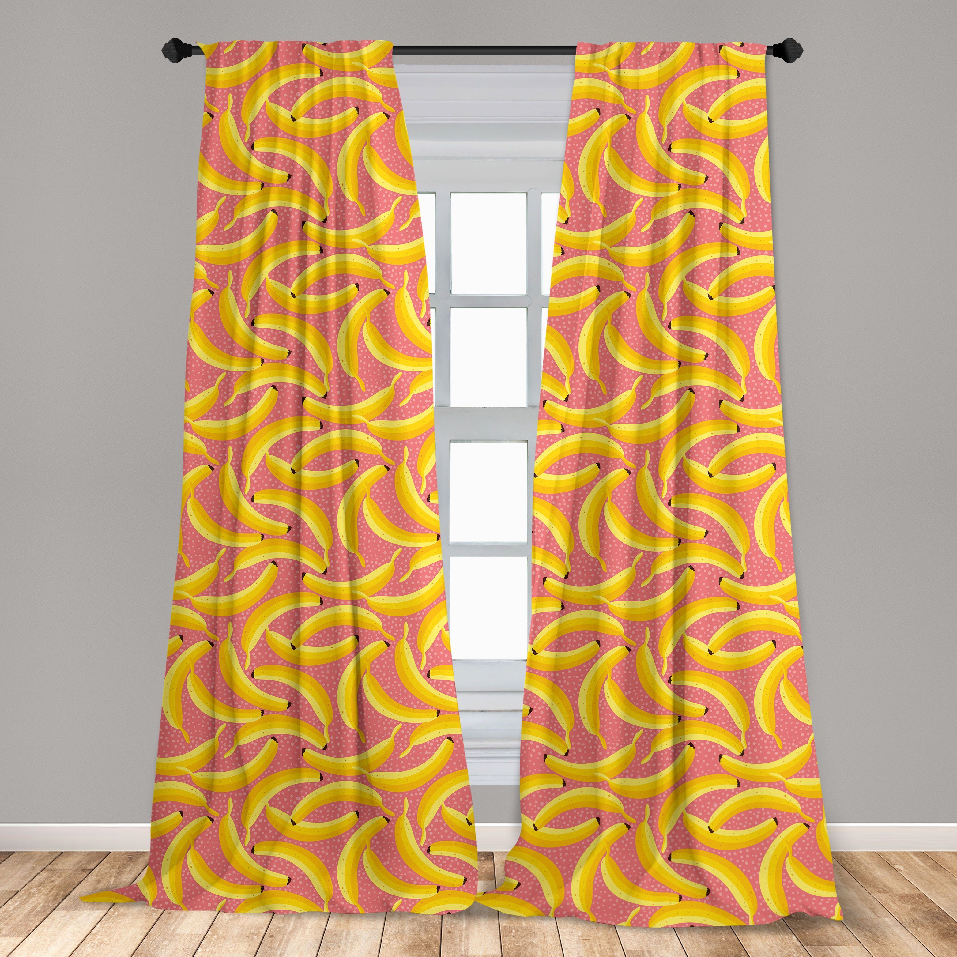Abakuhaus, Banane Früchte Exotische und Dekor, Vorhang Microfaser, für Schlafzimmer Wohnzimmer Gardine Tupfen