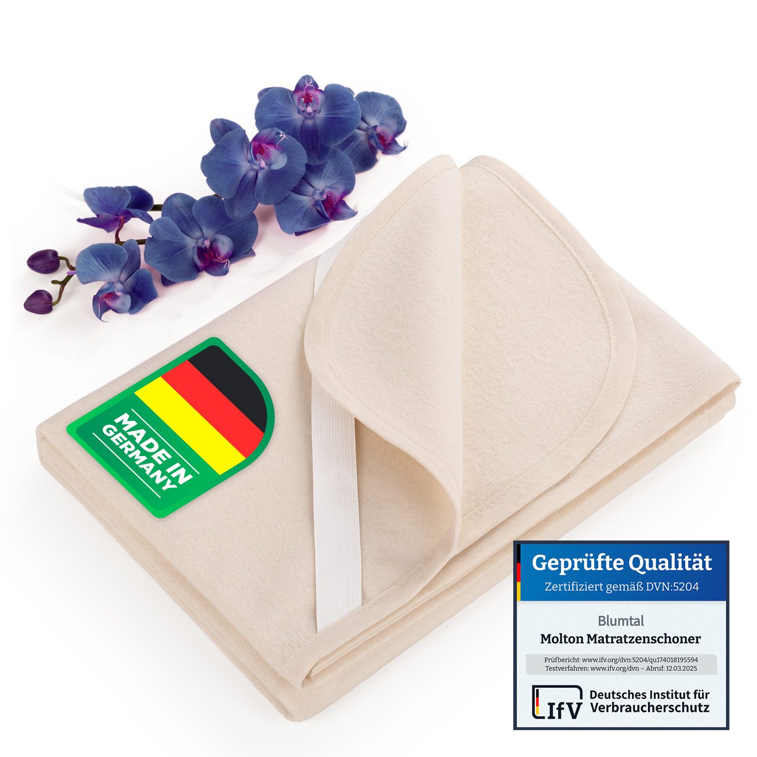 Matratzenschoner Blumtal Molton Atmungsaktive Premium Matratzenauflage Blumtal, 100% Baumwolle, Zertifizierte Qualität