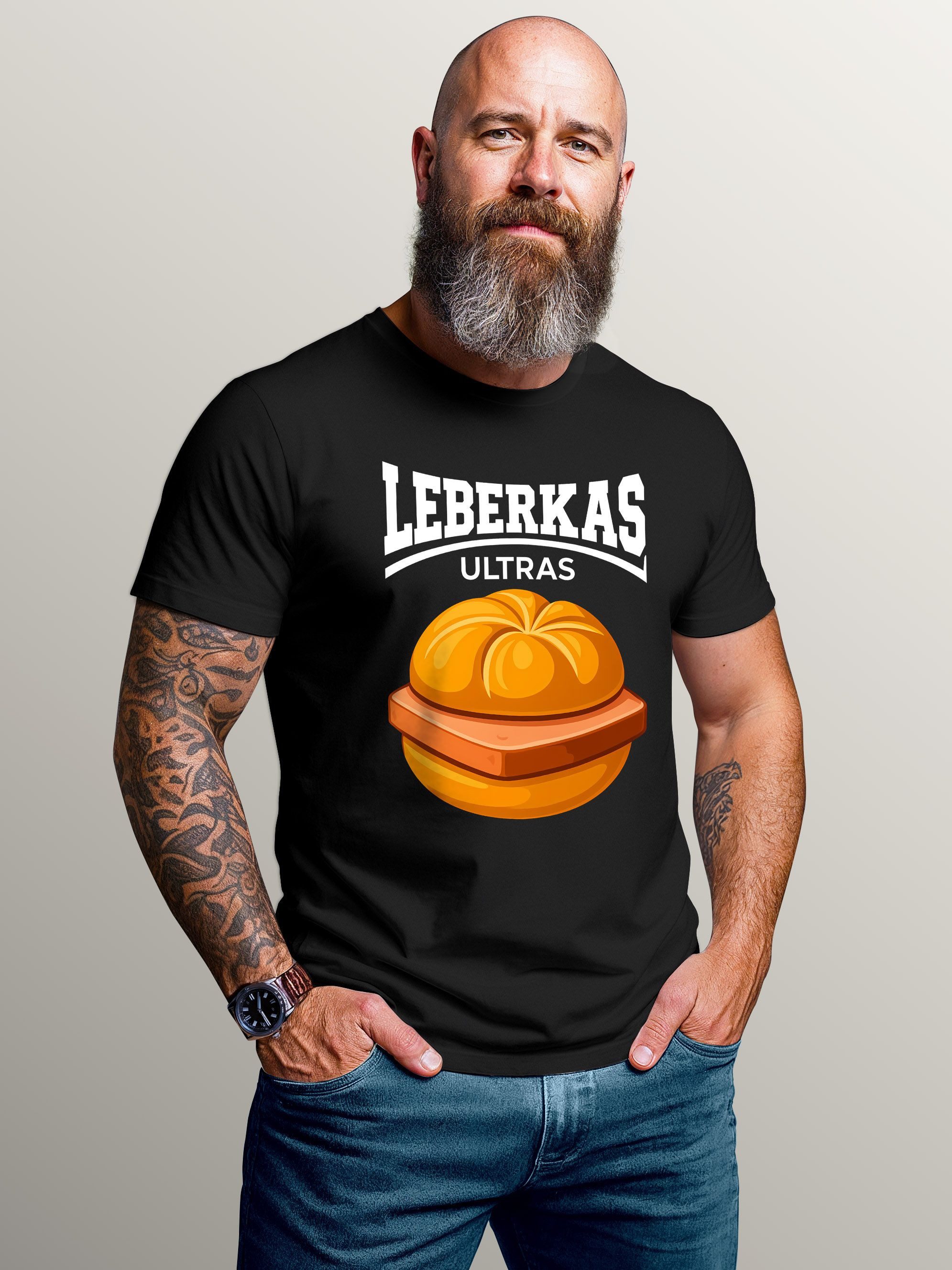 MoonWorks Print-Shirt Herren T-Shirt für das Oktoberfest Leberkas Ultras Leberkässemmel mit Print