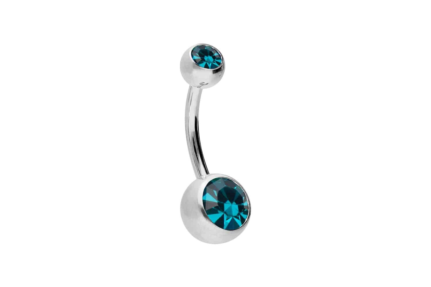 PIERCINGLINE Bauchnabelpiercing Chirurgenstahl Bananabell ZWEI KRISTALLE (Bananabells, 1-tlg)