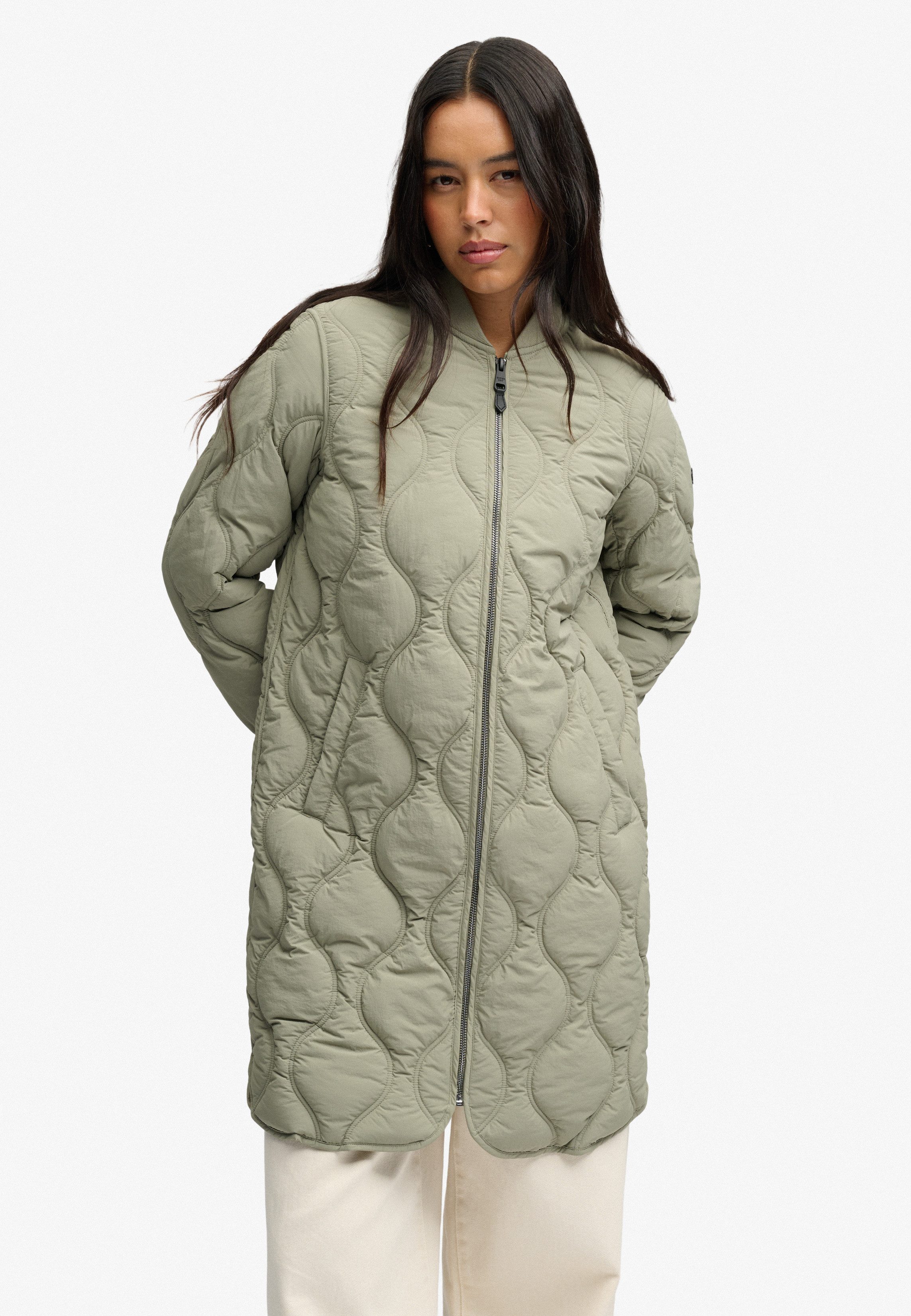 Superdry Steppjacke LONG ONION QUILT LINER JKT mit Obermaterial aus Nylon, Relaxed Fit, pflegeleicht, unifarben