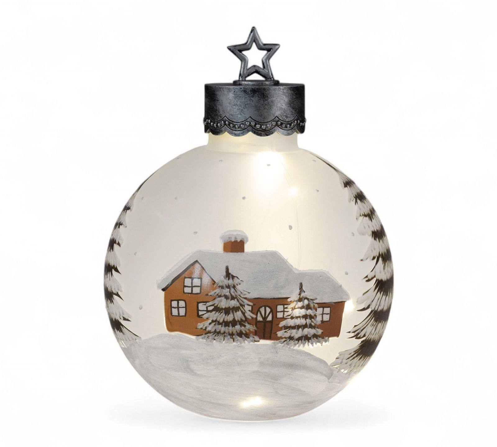 formano LED Dekolicht Glas-Kugel 30 cm Winterdekor Glaskugel Timer 6h/18h Weihnachten Deko, LED fest integriert