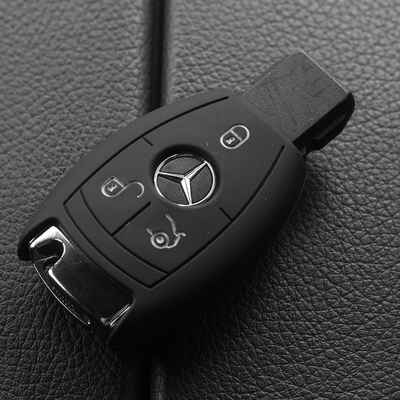 mt-key Schlüsseltasche Autoschlüssel Softcase Silikon Schutzhülle Schwarz, für Mercedes Benz W212 S212 C207 A207 CLS CLA 117 W242 W246 W176 W221