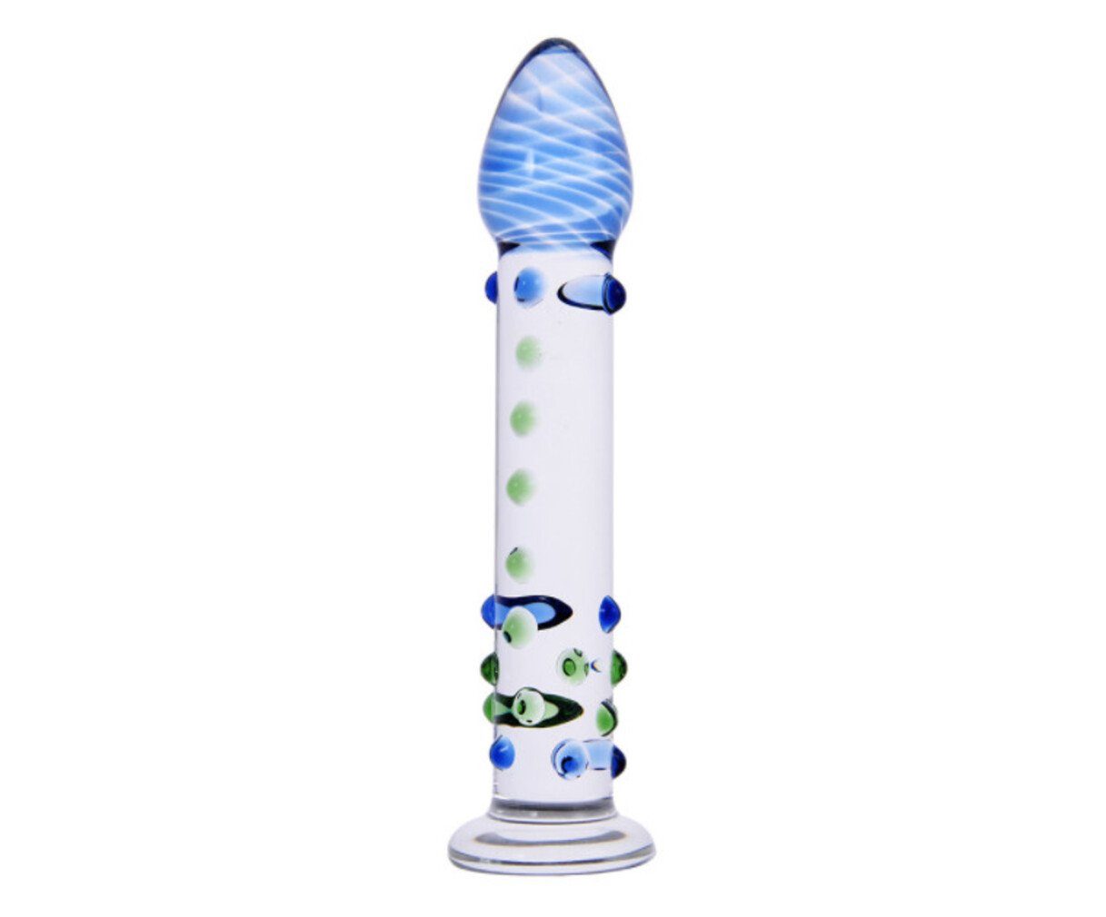 NEZEND Transparenter blauer Glas-Dildo Dekoration mit 1-tlg. Unisex, Dildo und Packung, Standfuß