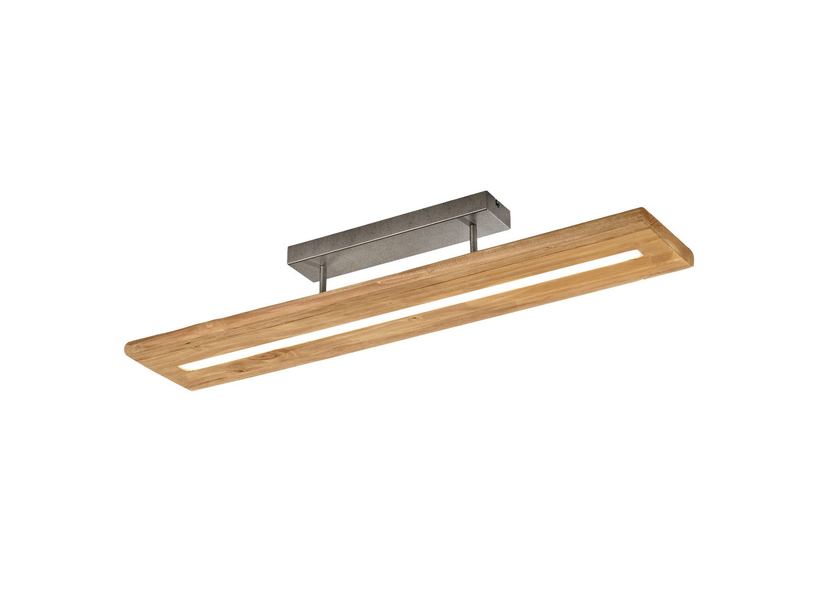 TRIO Leuchten LED Deckenleuchte, Dimmfunktion, LED fest integriert, stufenweise dimmbar über Schalter, warmweiß, ausgefallene Holz-Lampe rechteckig aus Echtholz, Breite: 100cm