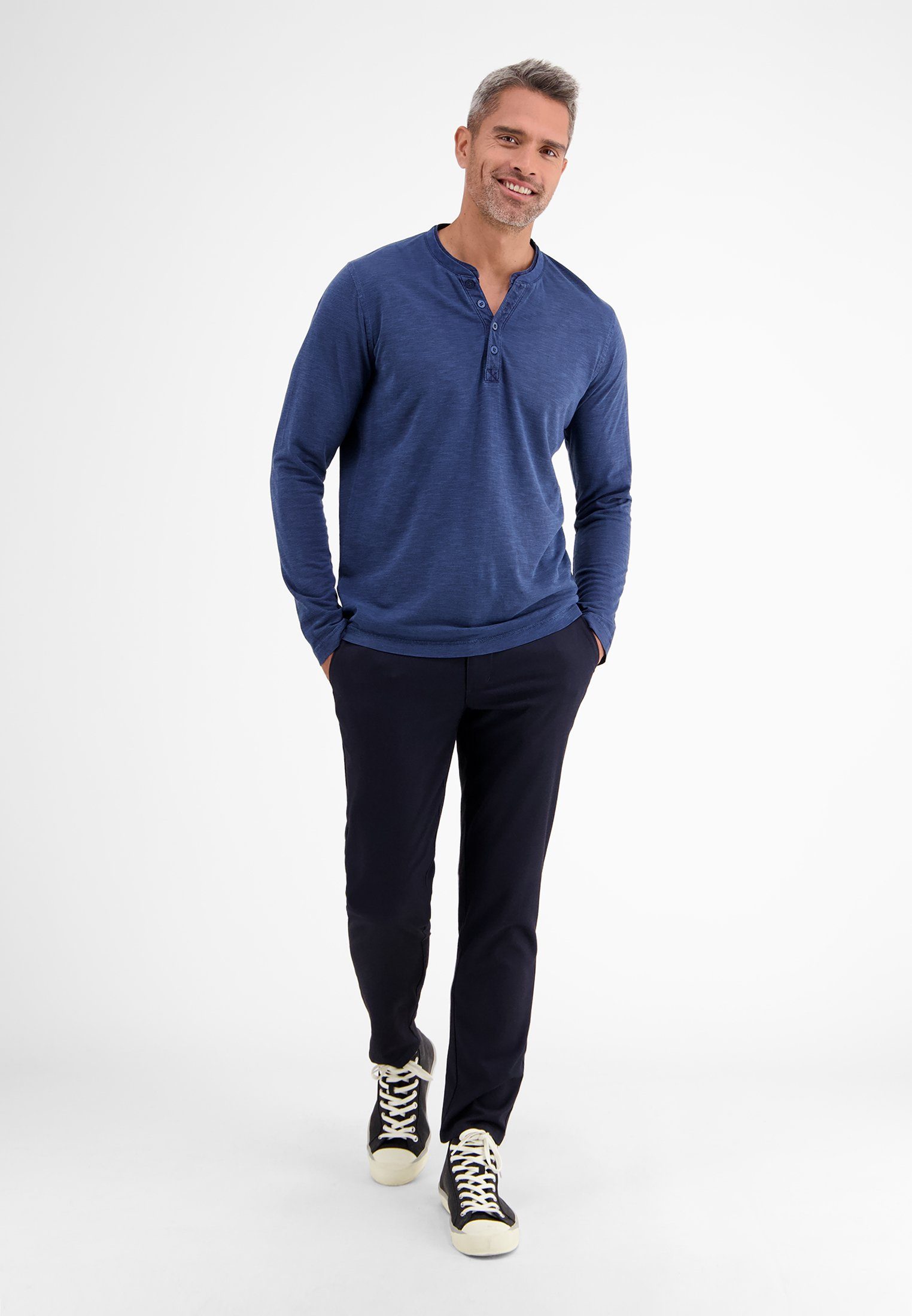 BLUE mit Serafinoshirt Sweatshirt LERROS STORM LERROS Fineliner-Streifen