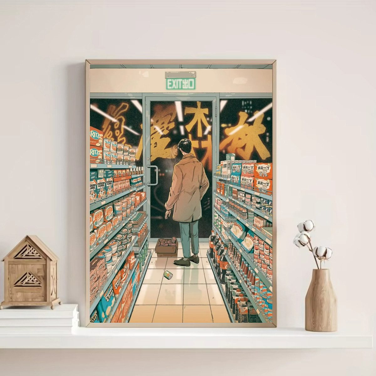 TPFLiving Kunstdruck (OHNE RAHMEN) Poster - Leinwand - Wandbild, Chungking Express Wong Kar Wai Klassischer Liebesfilm Leinwandgemälde (Leinwandbild XXL), Farben: Gelb, Schwarz, Weiß, Orange, Blau -Größe: 20x30cm