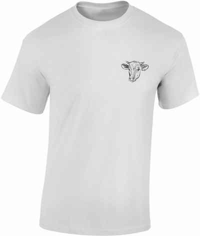 Baddery Print-Shirt Herren T-Shirt - Almstolz - Kuh Shirt Bauer Cowboy Alm Bauernhof, hochwertiger Siebdruck, aus Baumwolle