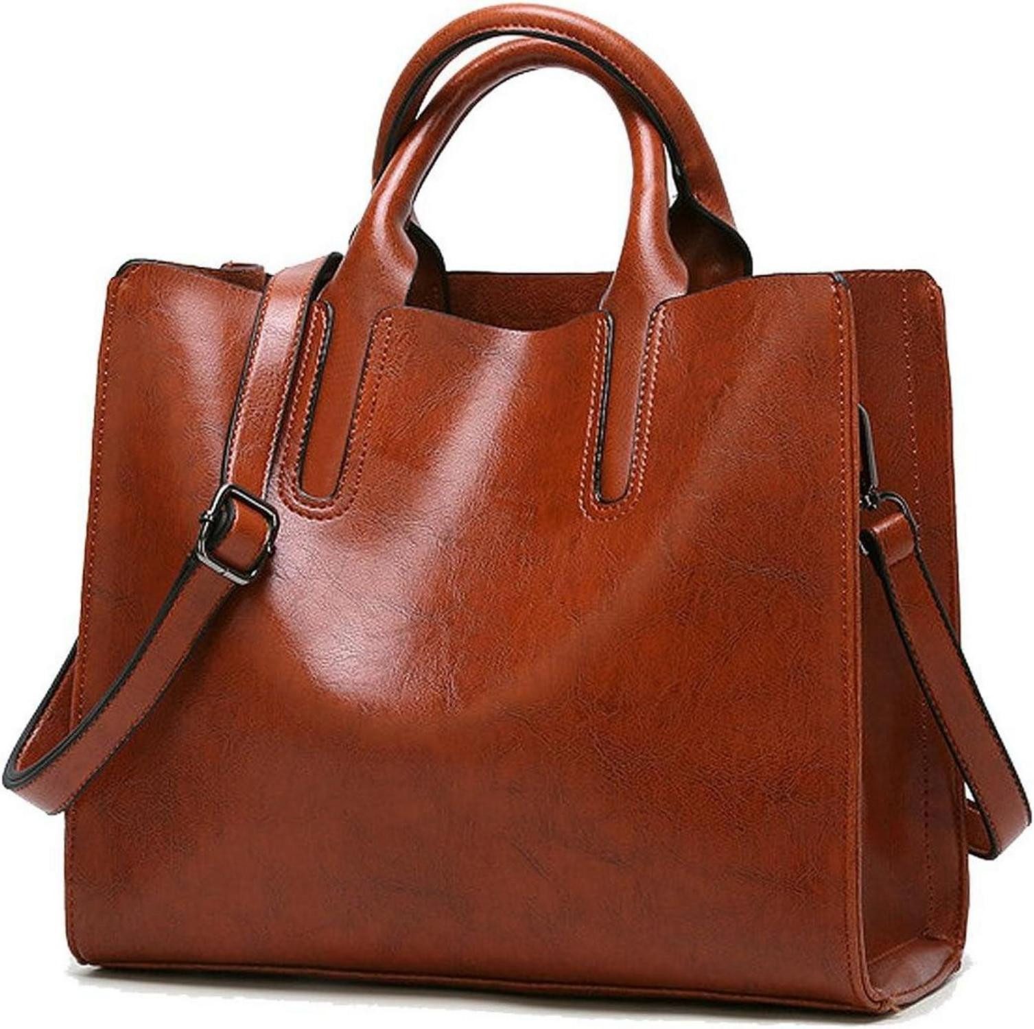 Shopper Damen Shopper Tasche aus PU-Leder Schulterriemen Umhängetasche