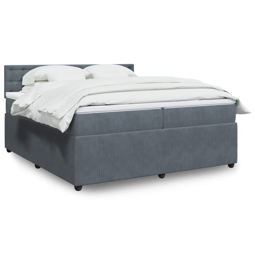 vidaXL Boxspringbett mit Matratze Dunkelgrau 200x200 cm Samt2104268 günstig online kaufen