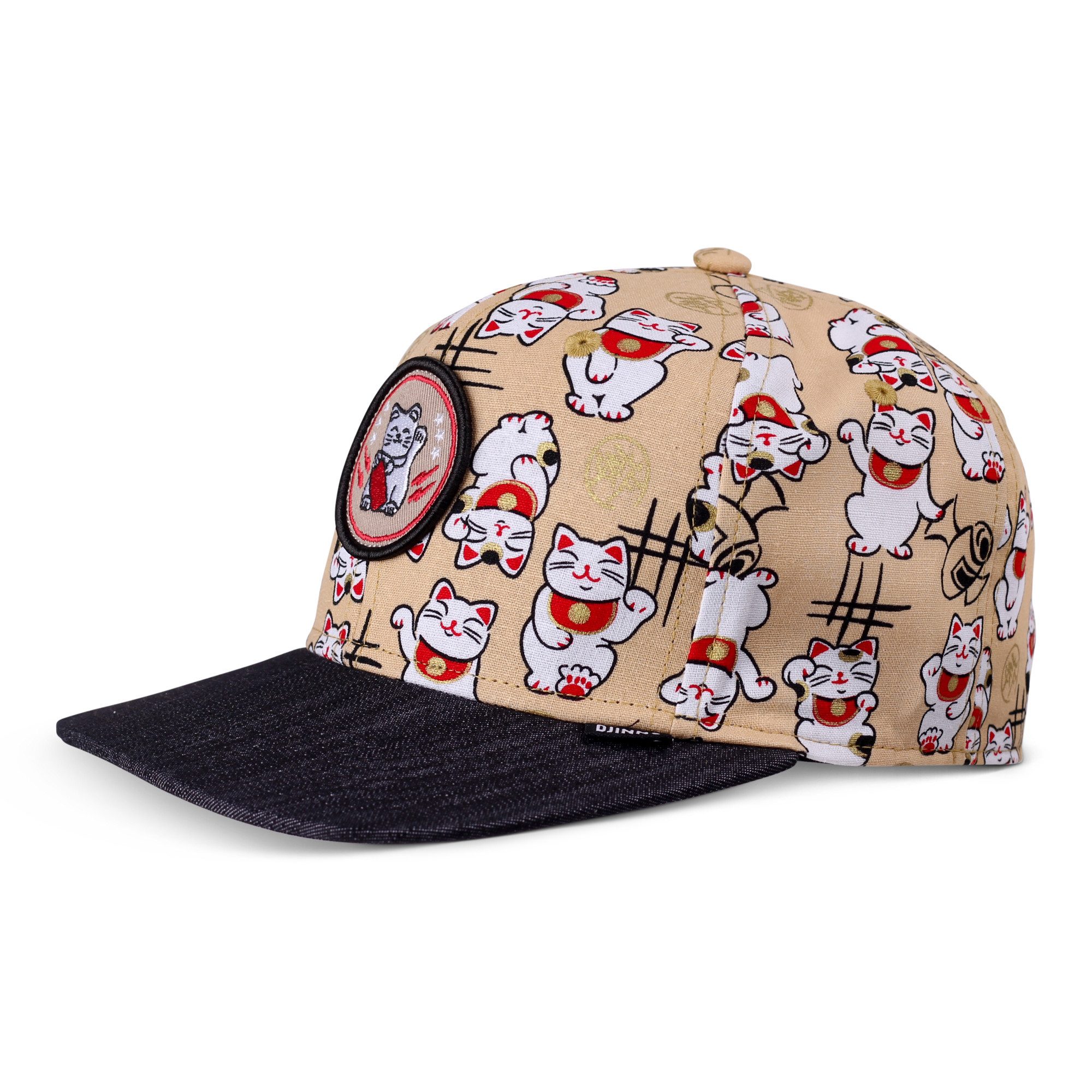 Snapback Cap Djinns 6 Panel Snapback Kids Cap Lucky Cat Linen Black