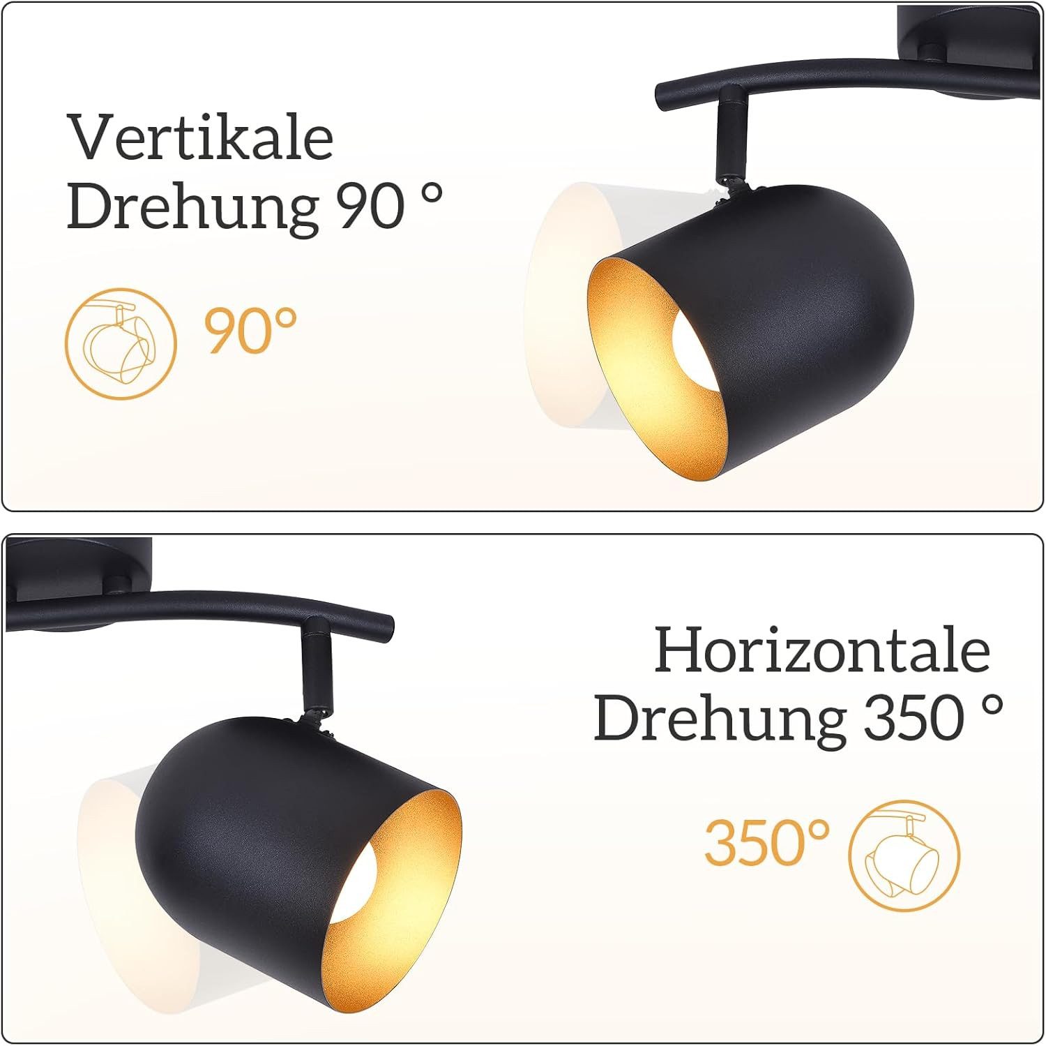 Nettlife Deckenleuchte E14 Schwarzgold Deckenstrahler Vintage günstig online kaufen