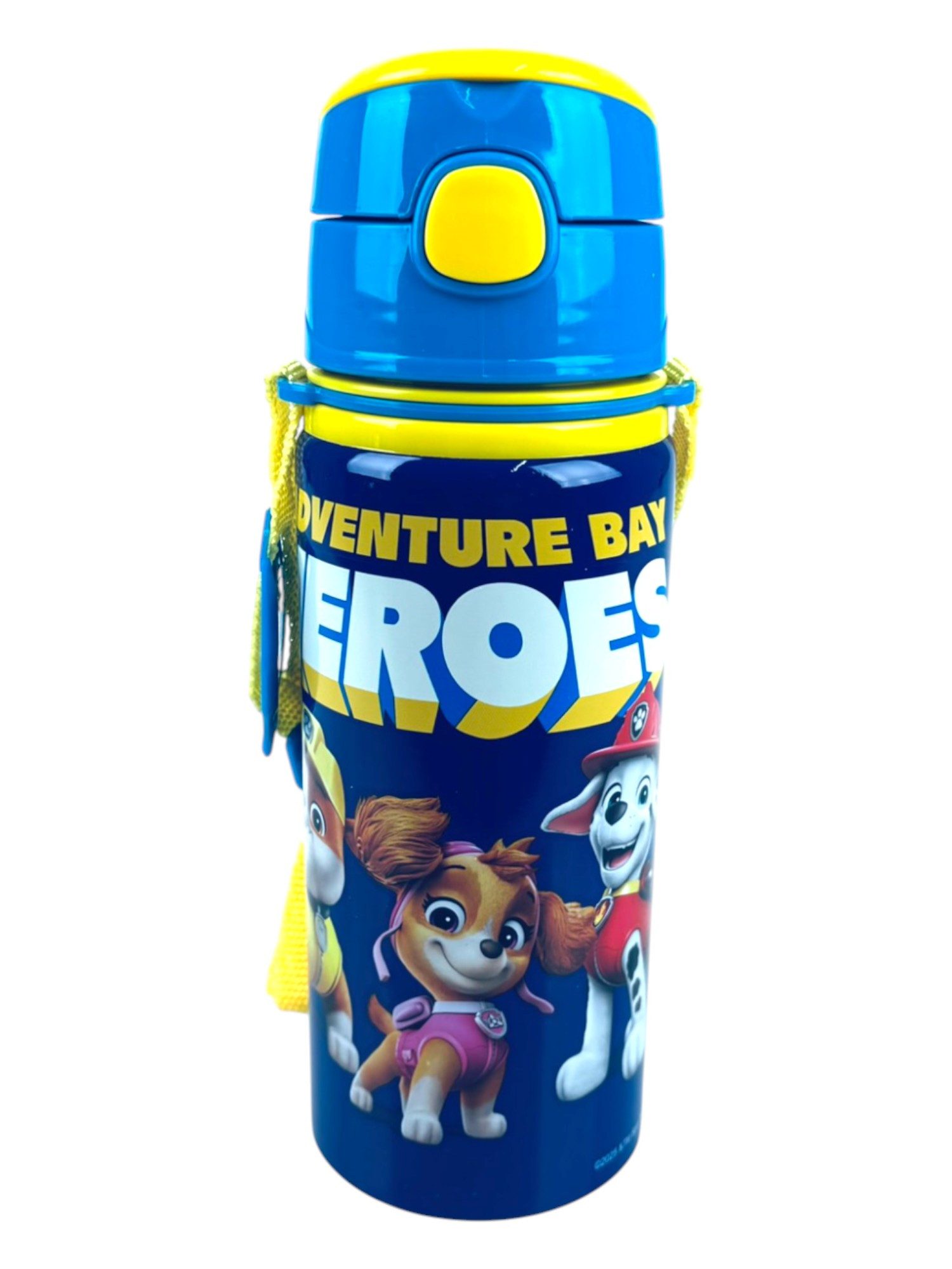 PAW PATROL Trinkflasche Chase & Rubble Kinder Sport-Aluminiumflasche 600 ml, mit Tragegriff, Klappdeckel & Tragegurt