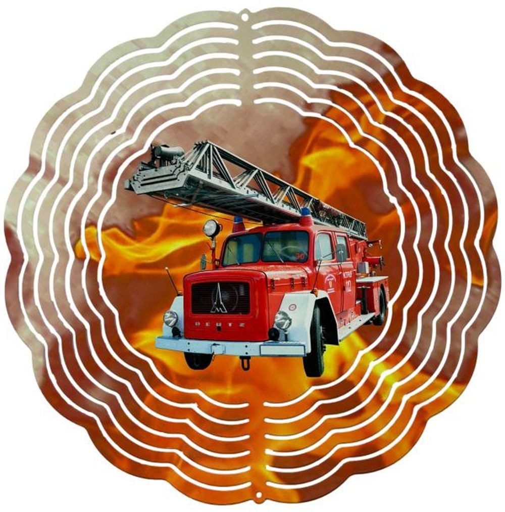 Ladreas Windspiel Edelstahl 3D Windspiel Windspinner 20cm Feuerwehr reflektierend WI9
