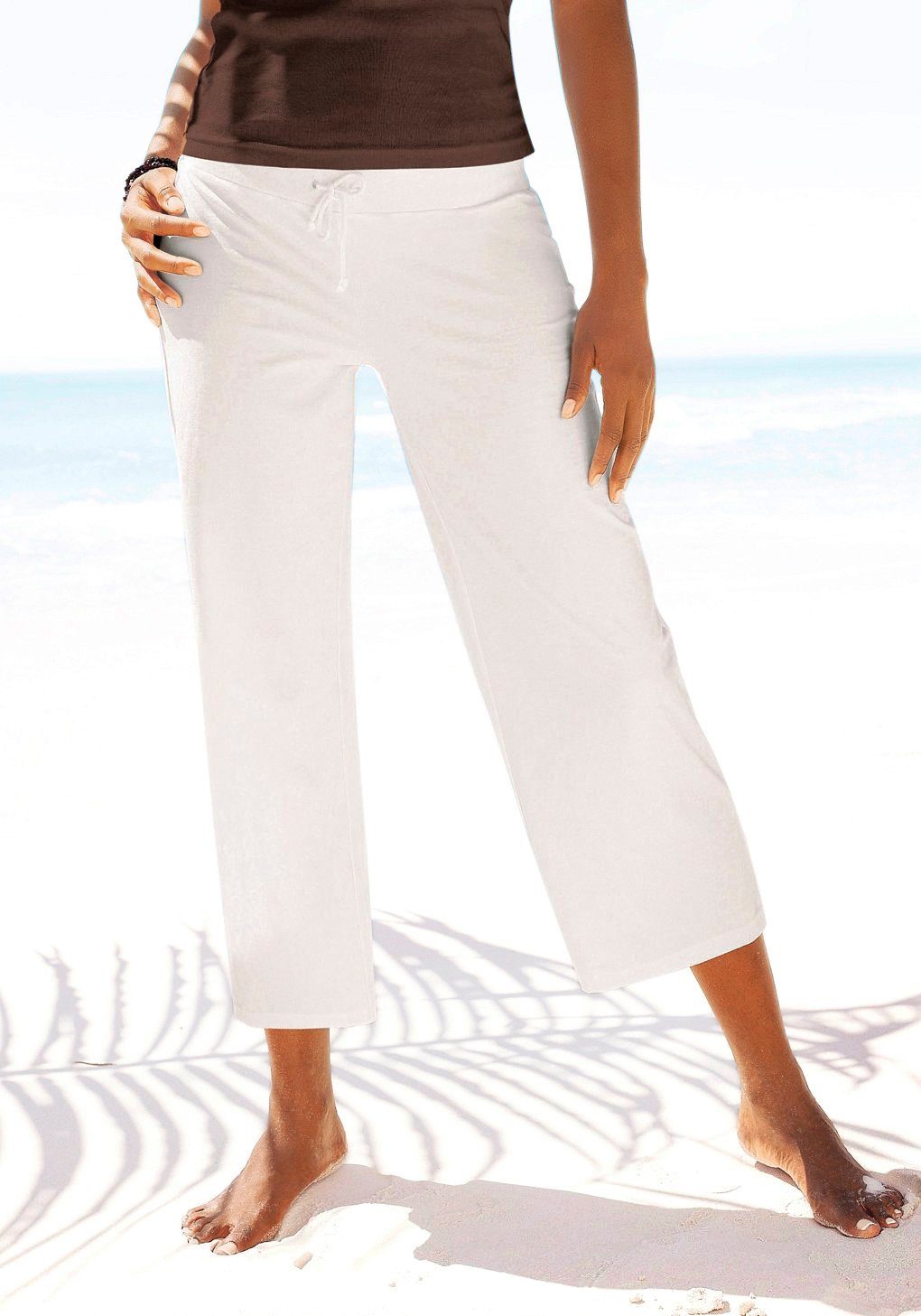 Beachtime 7/8-Strandhose aus weichem Jersey, Wide-Leg, Jogginghose, Relaxhose