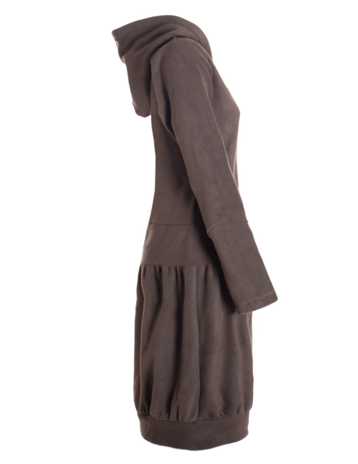 Vishes Ballonkleid Warmes Winterkleid aus Fleece mit Kapuze im Ballonstyle Alternative Bekleidung, Ethno, Hippie, Retro Style