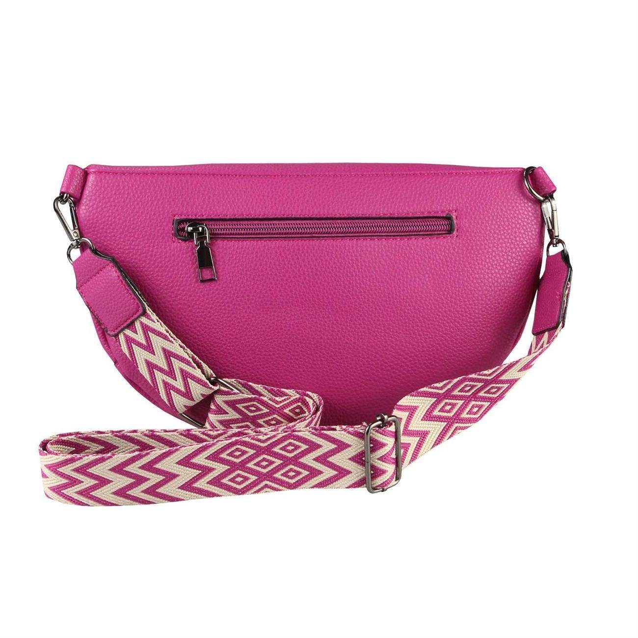 Gewicht CrossOver, Bodybag Hüfttasche, Bauchtasche leicht Schultertasche Umhängetasche ITALYSHOP24 Taschengurt, Gürteltasche Pink Damen Brusttasche, Crossbody, Muster