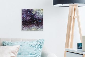OneMillionCanvasses® Leinwandbild Nahaufnahme des Inneren eines Amethysten, (1 St), Leinwand Bilder für Wohnzimmer Schlafzimmer