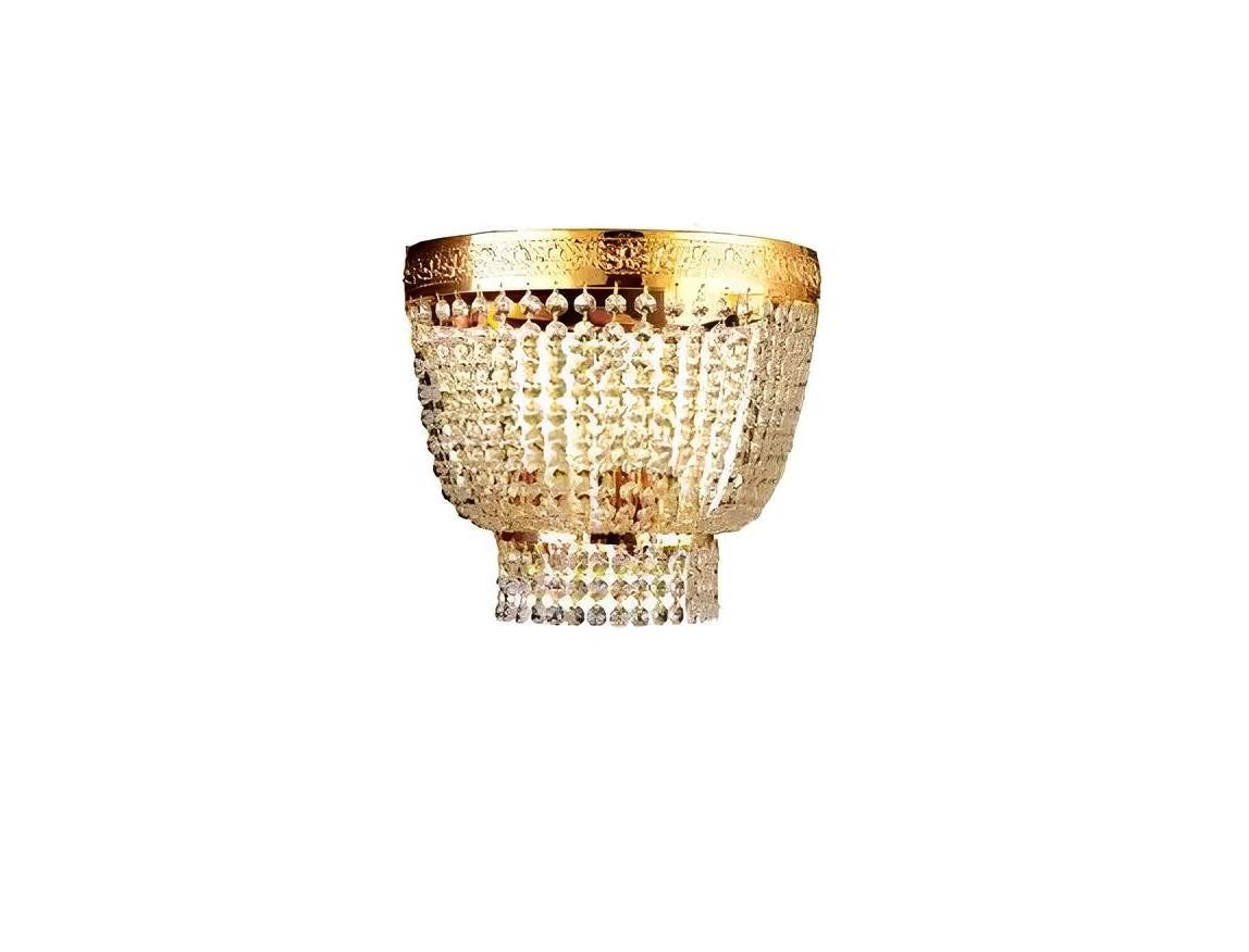 Xlmoebel Wandleuchte Traditionelle Deckenbeleuchtung aus Messing Kristallgold Lampe, Hergestellt in Europa
