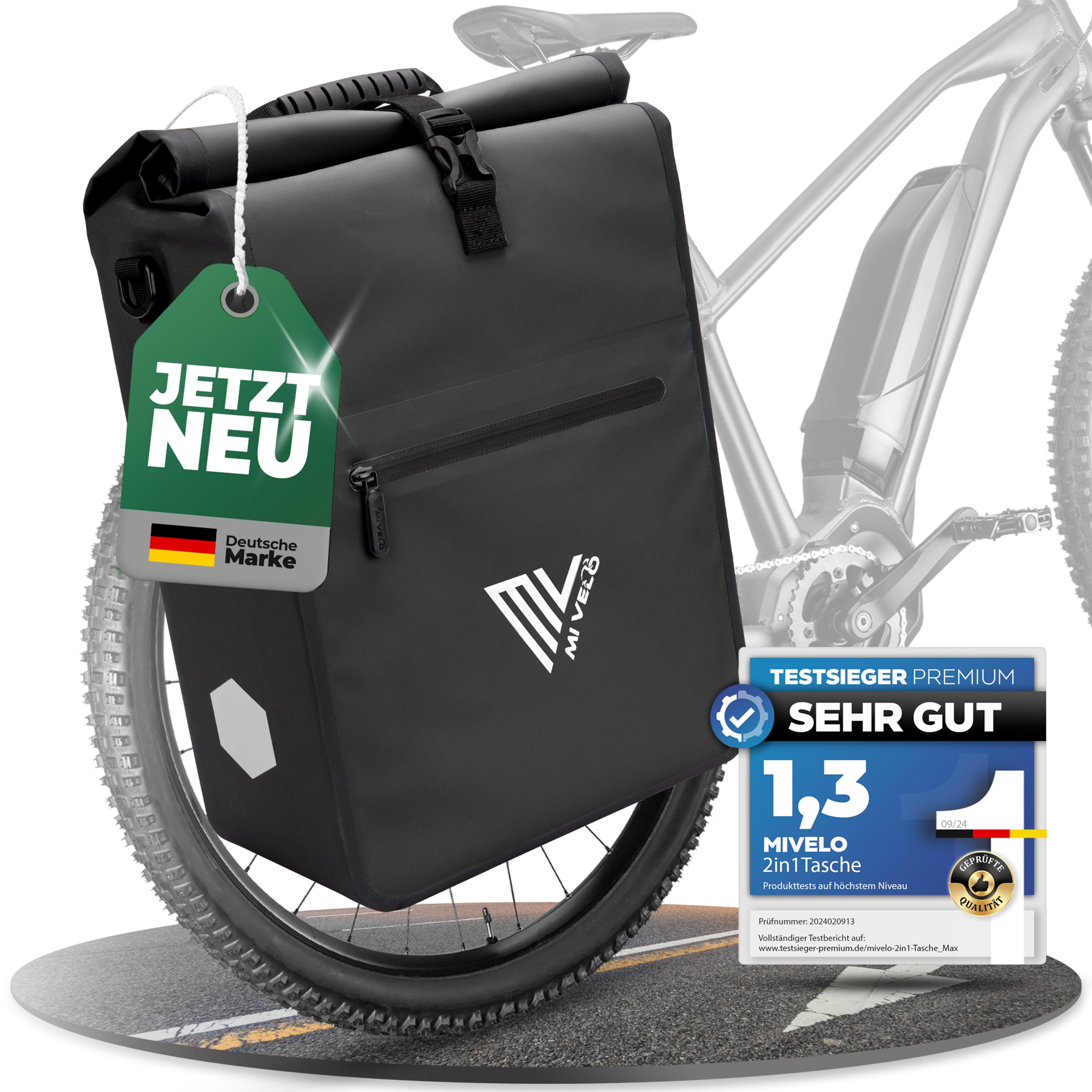 Fahrradtasche 2in1 Gepäckträgertasche für Fahrrad wasserdicht