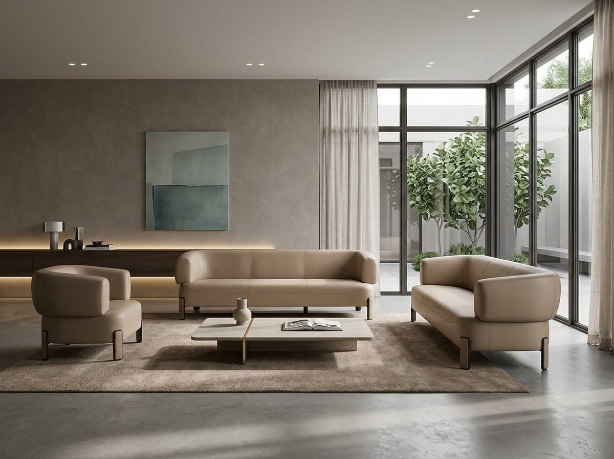 Xlmoebel Polstergarnitur Sofa 3-Sitzer Sessel grau modern elegant funktional ergonomisch, (Polstergarnitur, 3-tlg., 3-tlg)