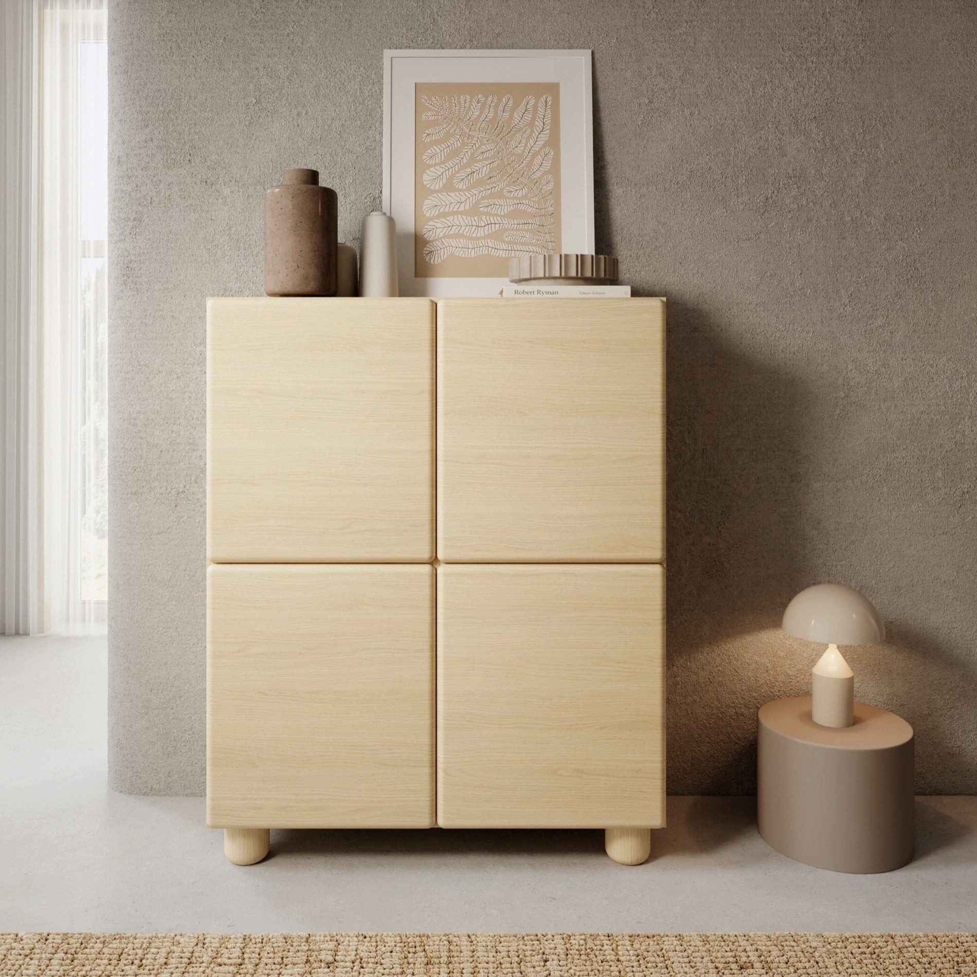 Selsey Highboard LOMO, Highboard 2-türig, Eichenholzoptik, 100 cm