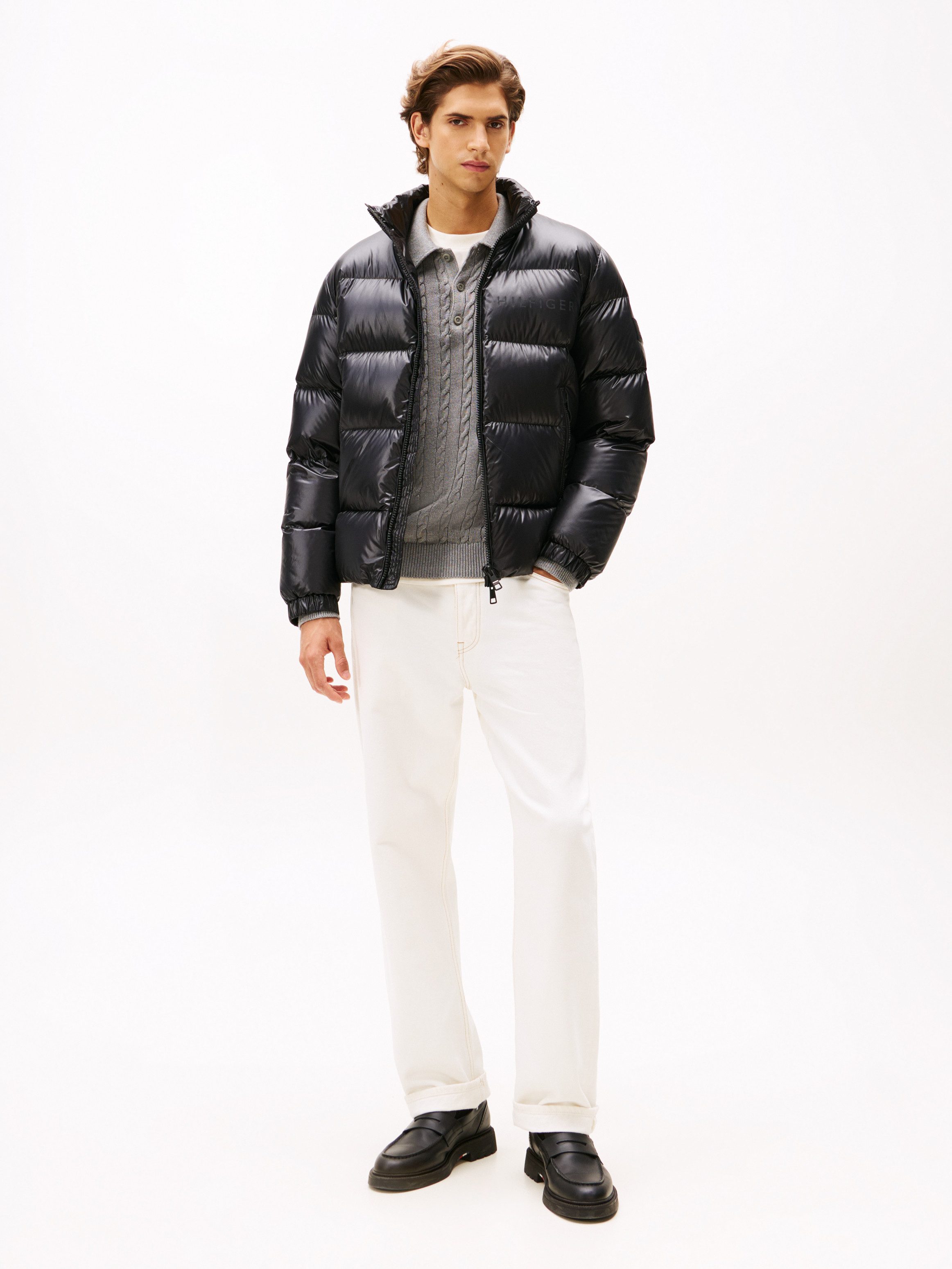 Tommy Hilfiger Steppjacke SHINY DOWN STAND PUFFER Winterjacke, Outdoorjacke, glänzende Oberfläche