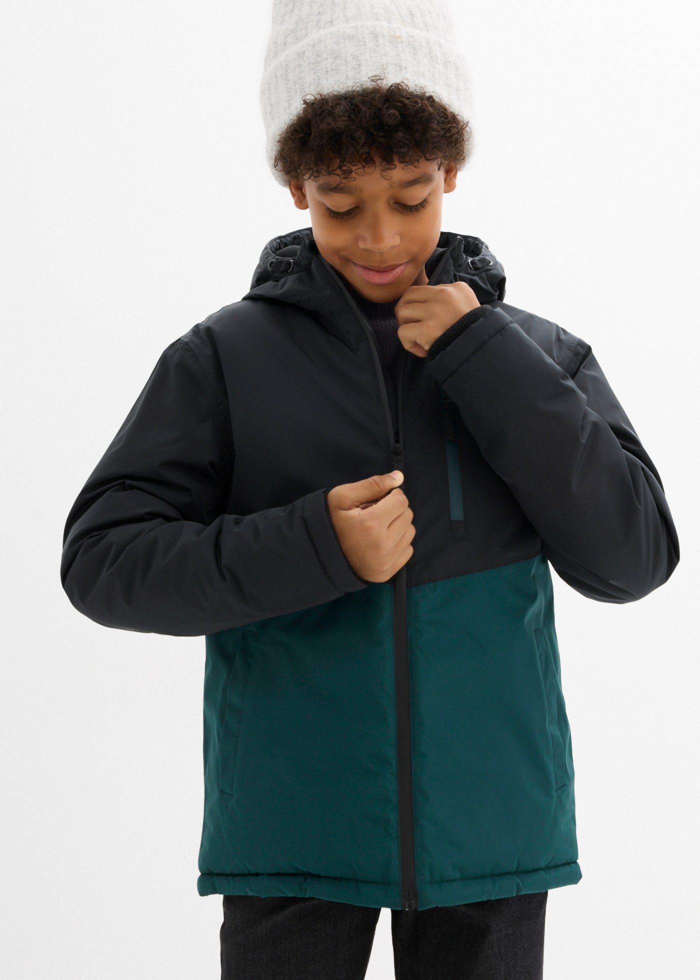 bonprix Winterjacke für Jungen, Regular Fit, sportlicher Stil, aus Polyester