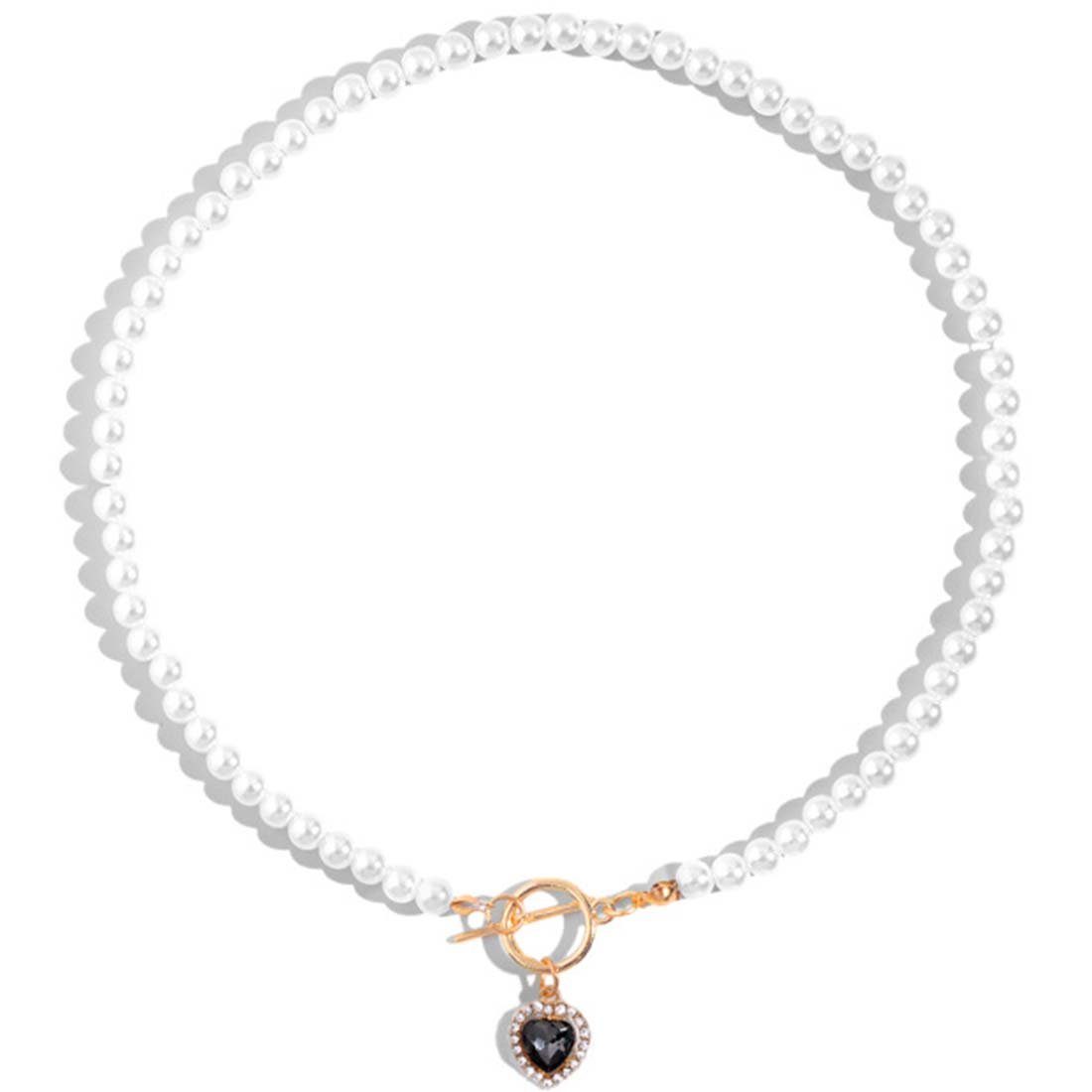 YANN Charm-Kette Farbige Kristalldiamant-Liebesanhänger-Perlenhalskette für Frauen Weiß5