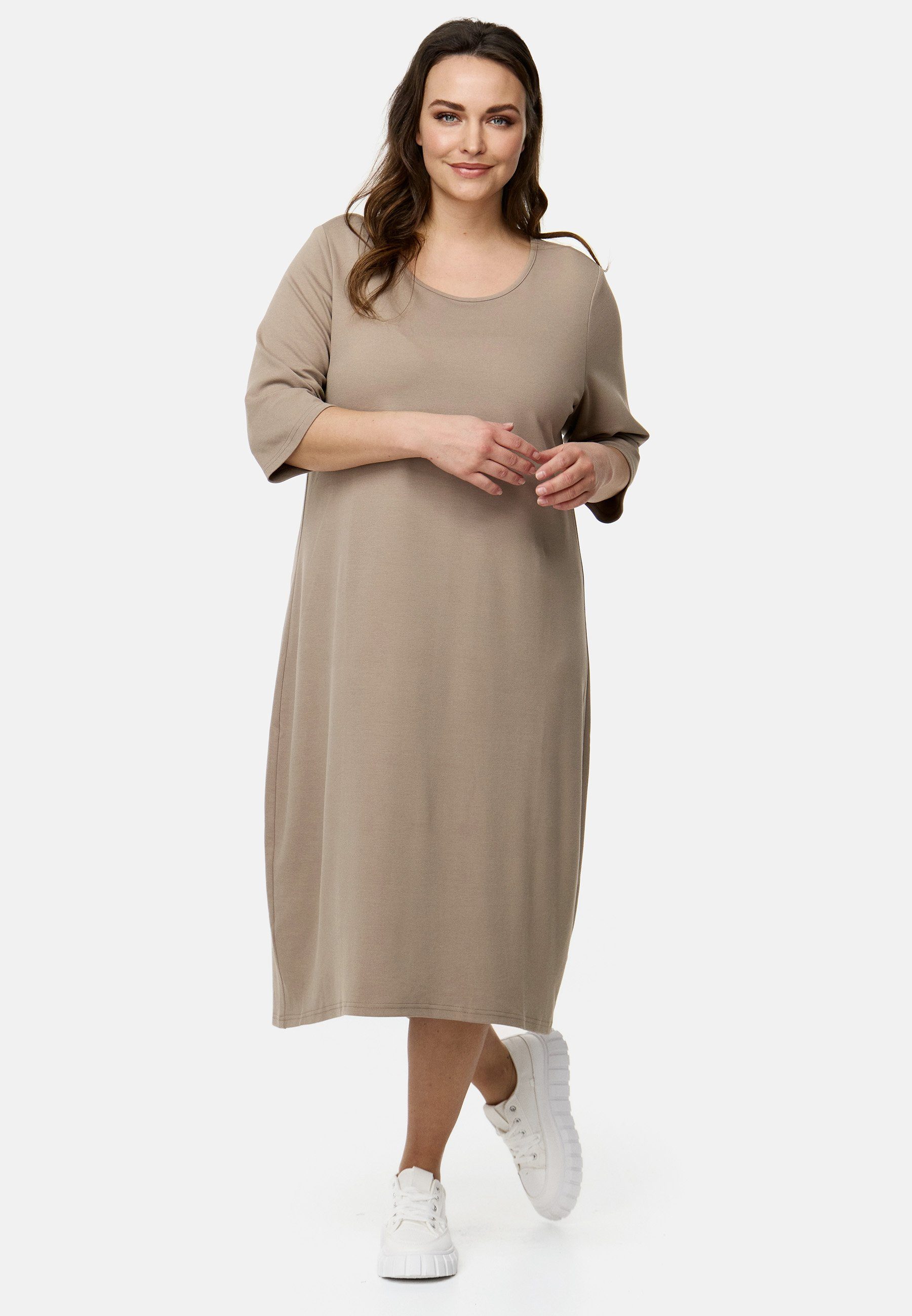 Kekoo Ballonkleid Midi-Kleid 3/4-Ärmel aus weicher Viskose mit Stretch 'Lilia'