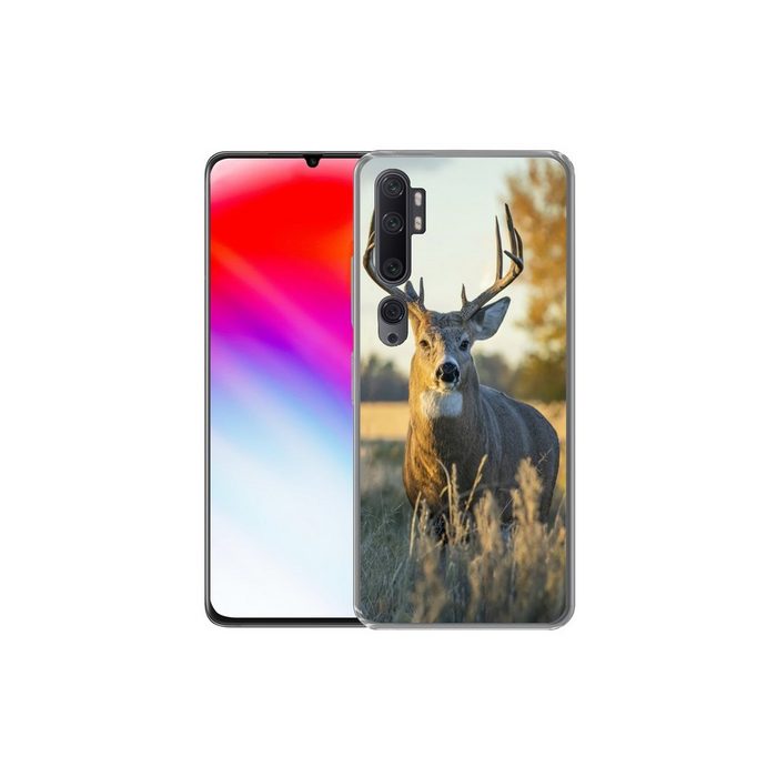 MuchoWow Handyhülle Hirsche - Gras - Herbst - Geweih - Natur - Tiere Phone Case Handyhülle Xiaomi Mi Note 10 Silikon Schutzhülle