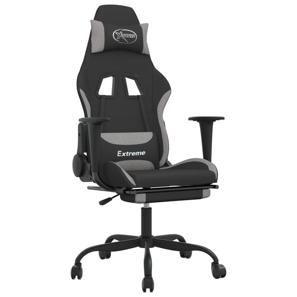 vidaXL Bürostuhl Gaming-Stuhl mit Fußstütze Schwarz und Hellgrau Stoff Bürostuhl