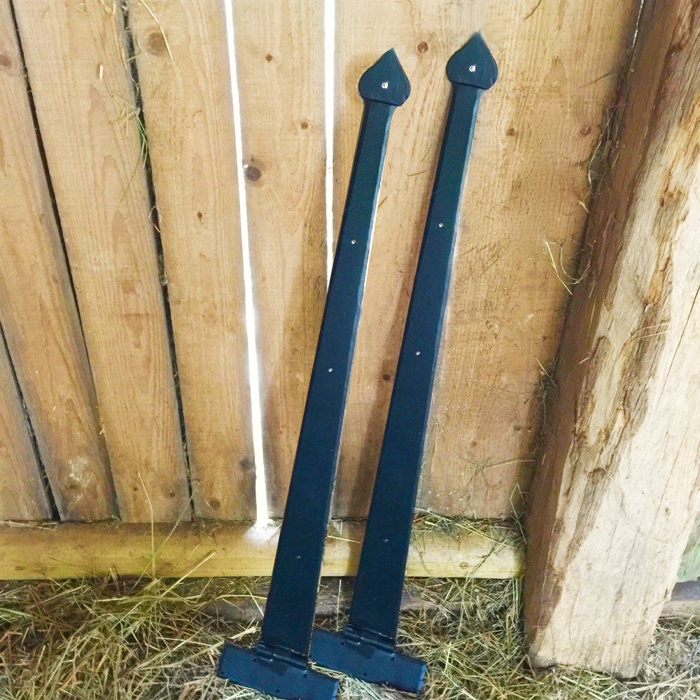 Torbeschlag 2 Stück Ladenbänder - schwarze Torscharniere - Eisen Scharniere