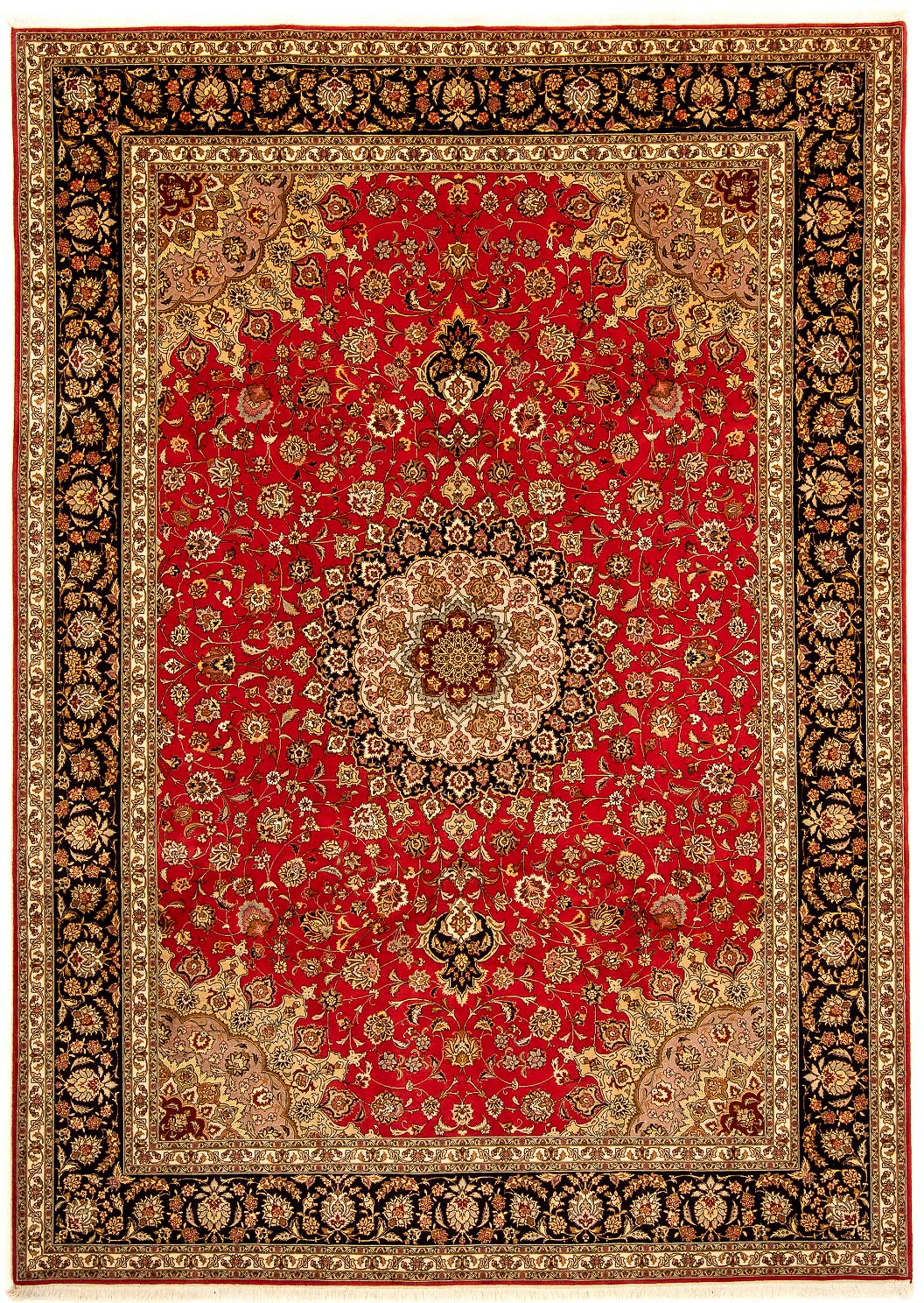 Orientteppich Perser - Täbriz - 253 rot, morgenland, Royal - 351 - mm, rechteckig, Handgeknüpft, 7 mit Höhe: cm Wohnzimmer, Einzelstück Zertifikat x