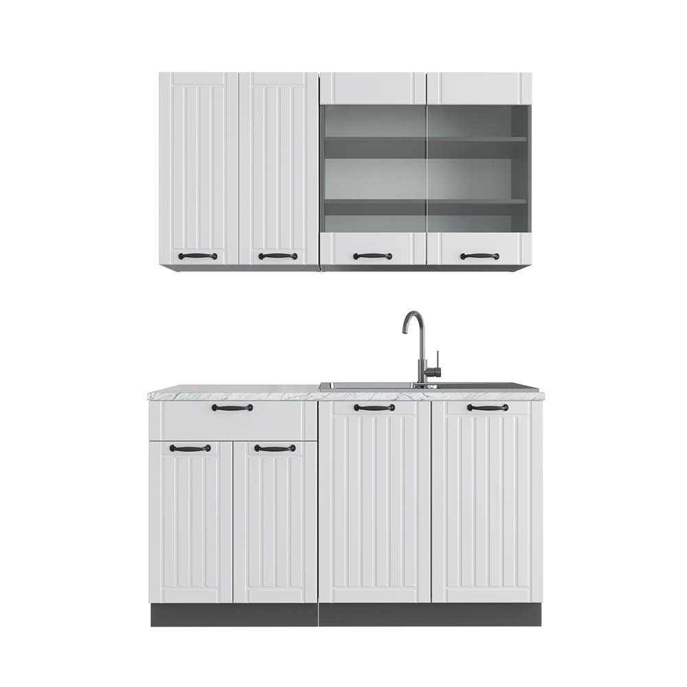 Vicco Küchenzeile Fame-Line, Weiß Landhaus/Anthrazit, 140 günstig online kaufen