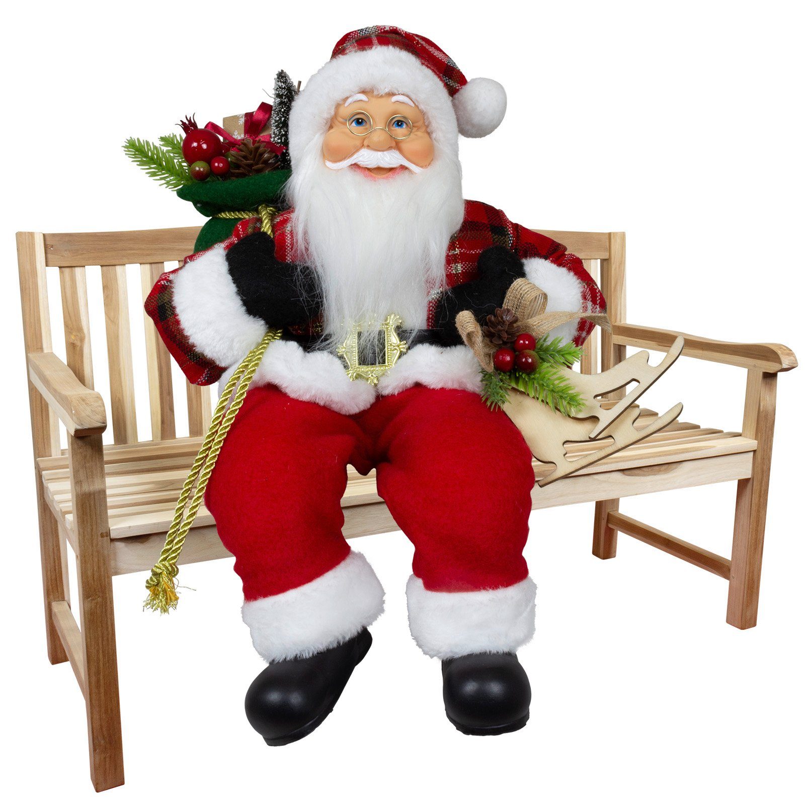 Christmas Paradise Weihnachtsmann Rasmus 45cm / 30cm, sitzend (Dekofigur rot, 1 St., Weihnachtsdeko), Kantenhocker zum Hinsetzen