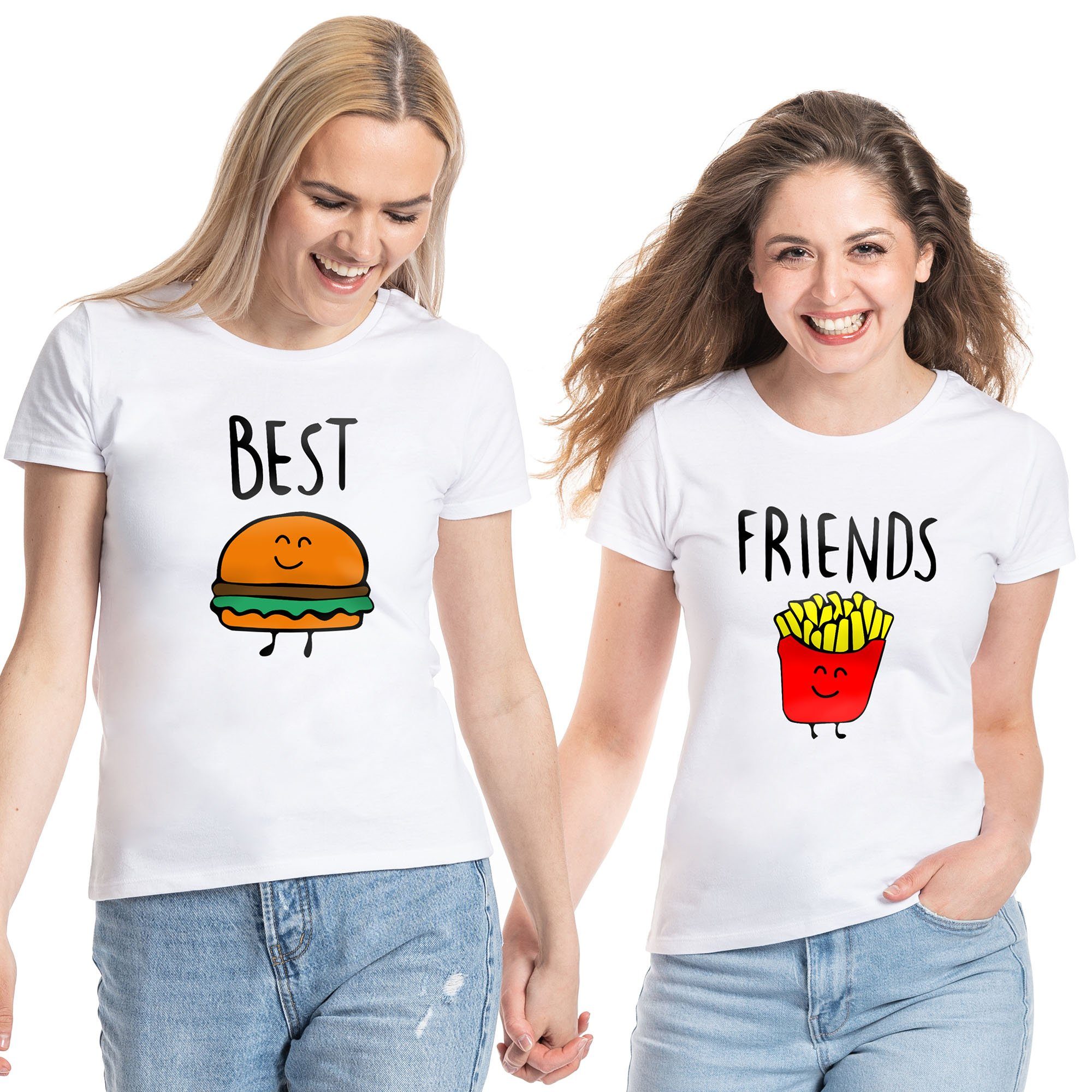 T-Shirt Burger & Pommes Best Friends Damen T-Shirt