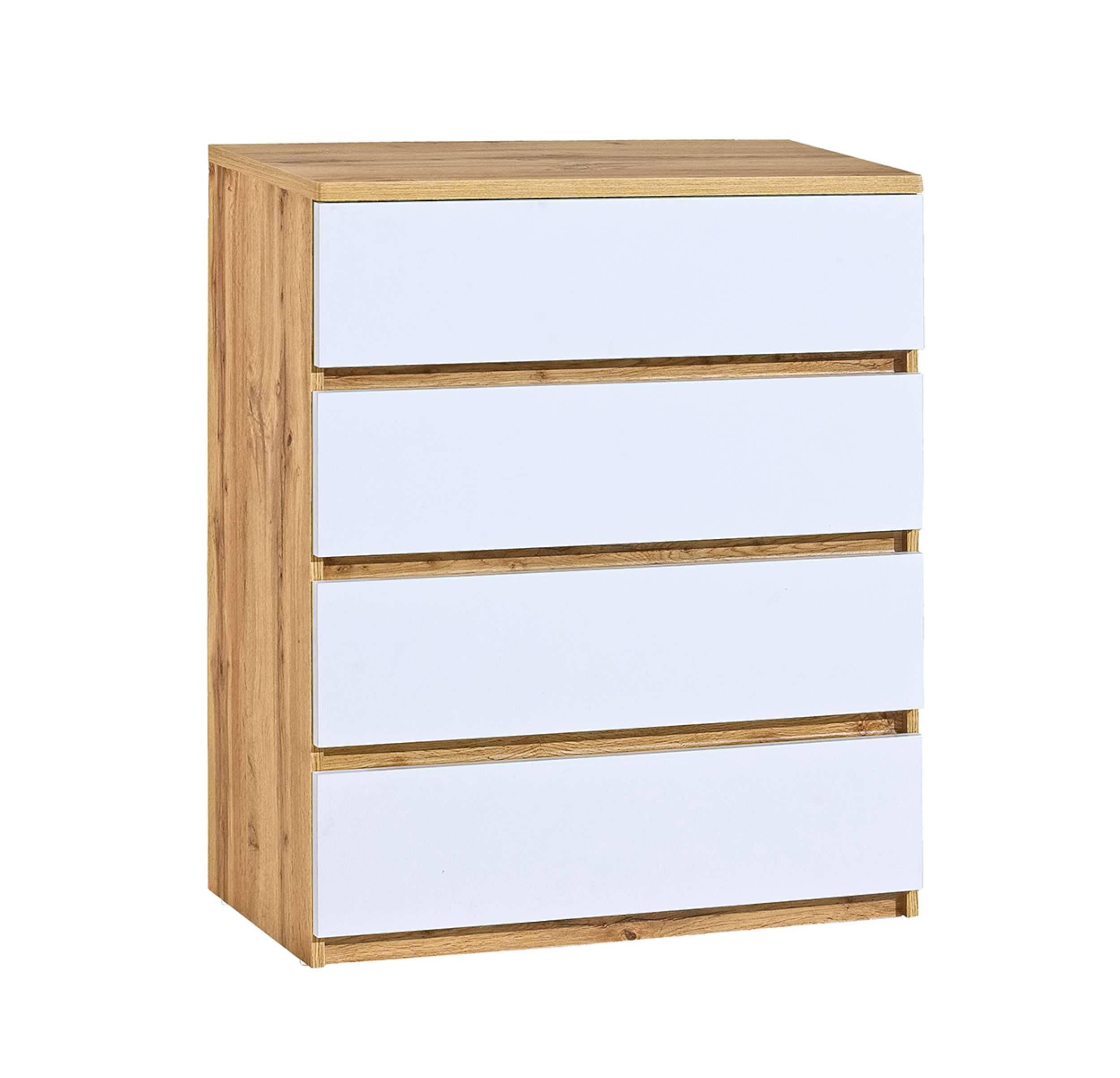 Push-to-Open, Wotan Schubladen, viel Schubladenschrank) Kinderkleiderschrank Stylefy Design Arcola (Highboard, Modern mit Stauraum, - Eiche Weiß