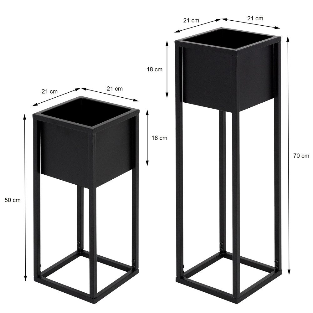 ML-DESIGN Blumenständer Pflanzenständer Set aus Metall Pflanztopf Deko Blumenhocker (2 St), Blumentopfständer Schwarz Wetterfeste und robuste Blumentopfhalter – Bild 5 von 5
