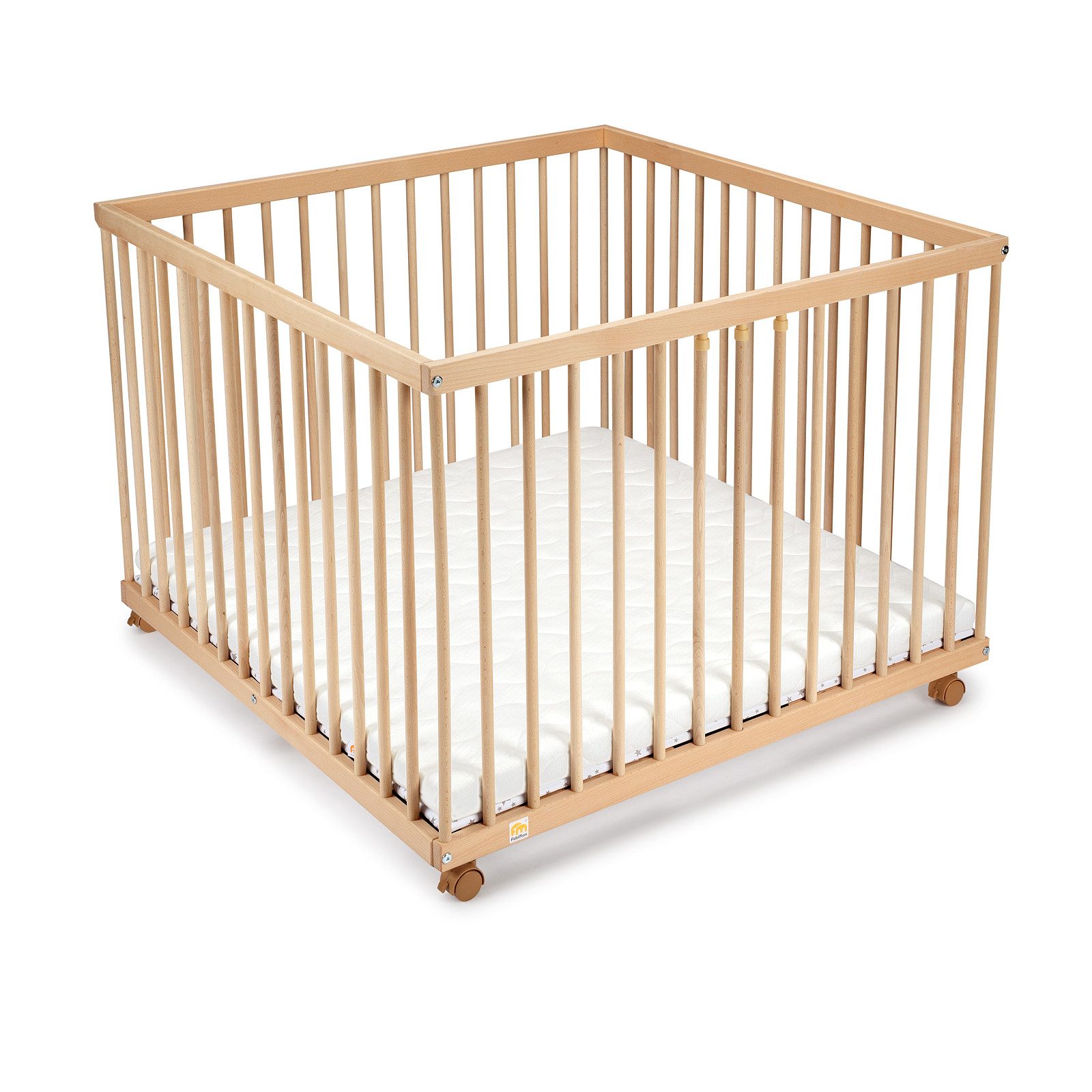 FabiMax Laufgitter 100 x 100 cm, natur, mit Parkettrollen, 3 Schlupfsprosse günstig online kaufen
