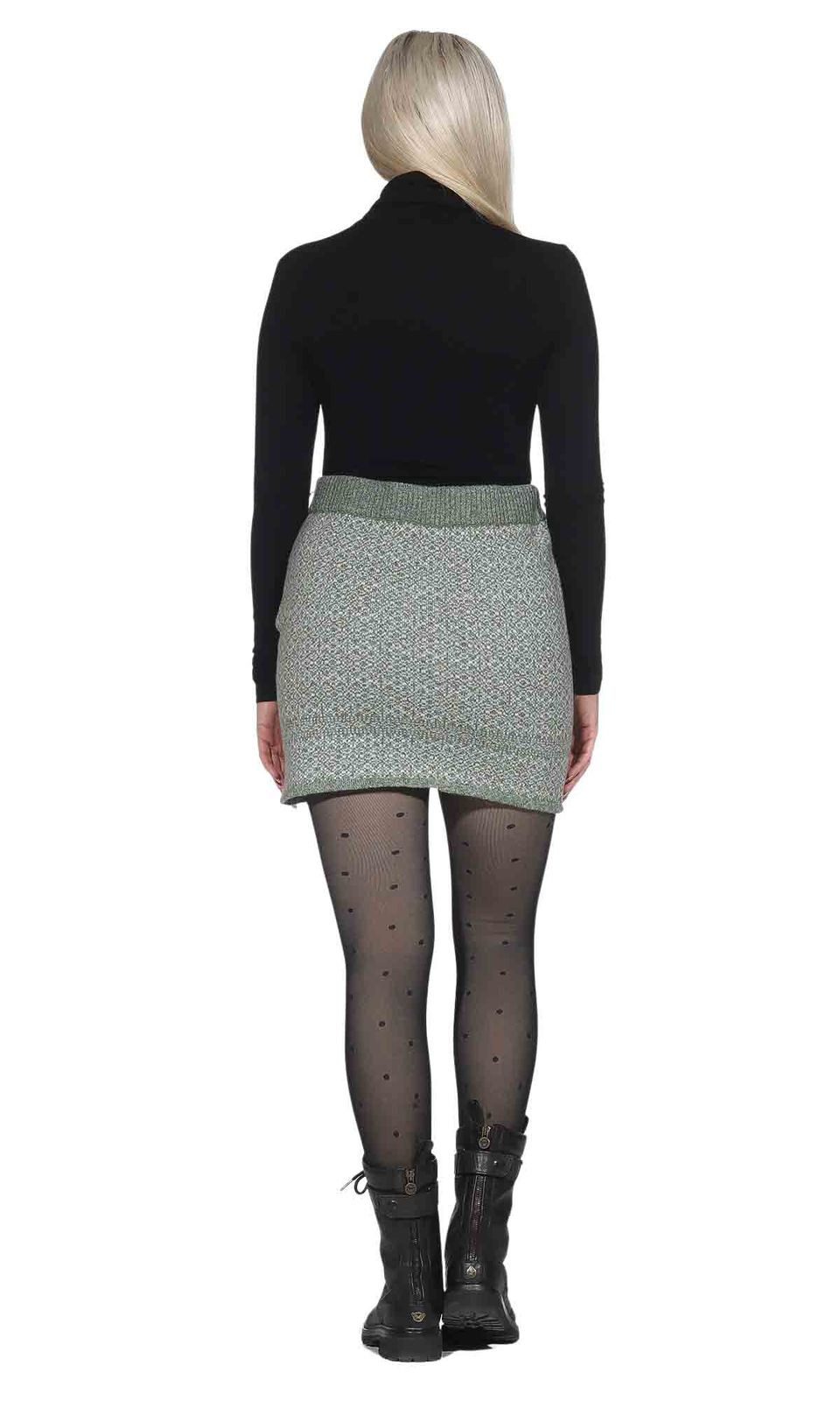 KUNST UND MAGIE Strickrock Strickrock kurzer Rock Schurwolle Lammwolle Wollrock Feinstrick Boho