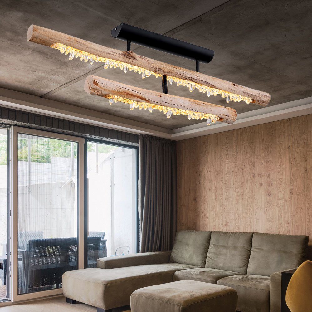 verbaut, LED-Leuchtmittel LED Warmweiß, Holz Holz fest etc-shop Rustikal Deckenleuchte, Wohnzimmerlampe Deckenleuchte