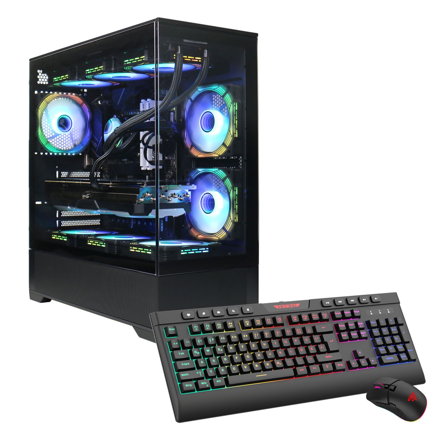 GAMEMAX Vista AB 8023 AMD Ryzen 5 7500F 16GB DDR5 1TB SSD RTX 5070 Gaming-PC (AMD Ryzen 5 7500F, RTX 5070, 16 GB RAM, 1000 GB SSD, Wasserkühlung, Windows 11, DDR5 RAM, Wasserkühlung)
