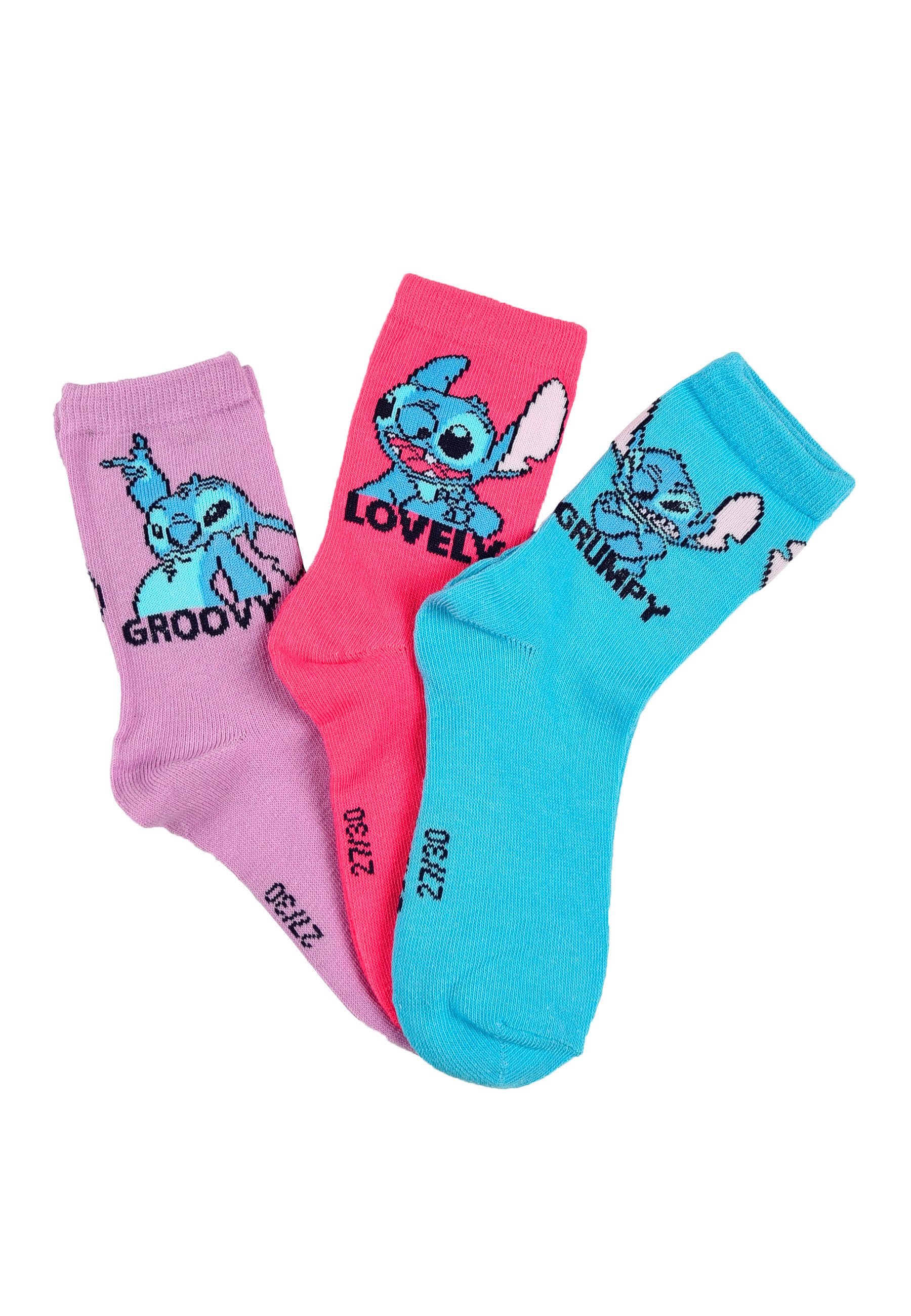 Stitch Socken Stitch Kinder Mädchen Socken Strümpfe (3-Paar)
