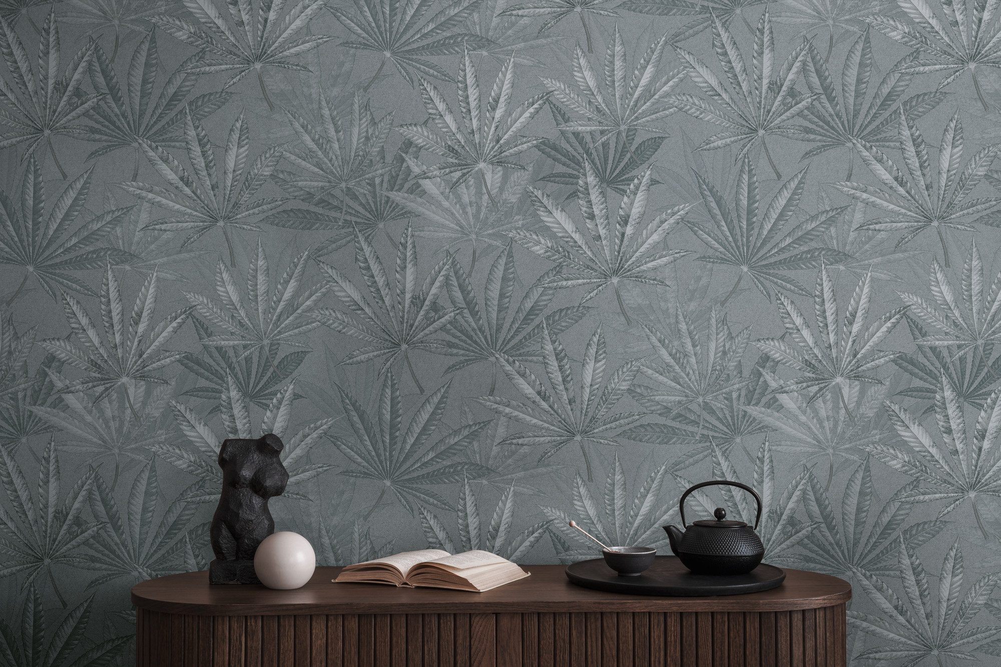 A.S. Création Vliestapete mit Palmenmuster in Grau und Metallic 10,05 m x 0 günstig online kaufen