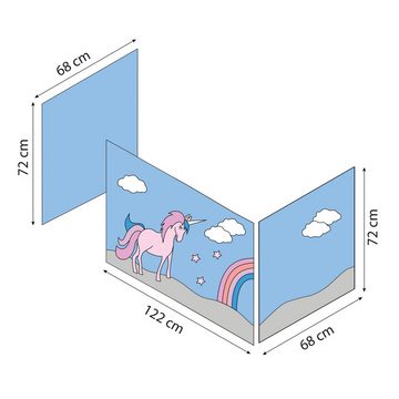 Bettvorhang Unicorn hellblau-rosa inkl. Befestigung 100% Baumwolle, Hoppekids